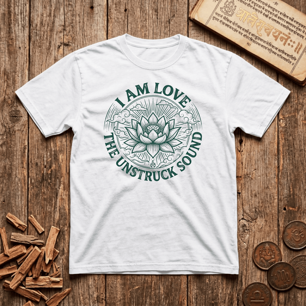 Heart Chakra — Anahata - I Am Love - The Unstruck Sound - Wood Cut - T-Shirt
