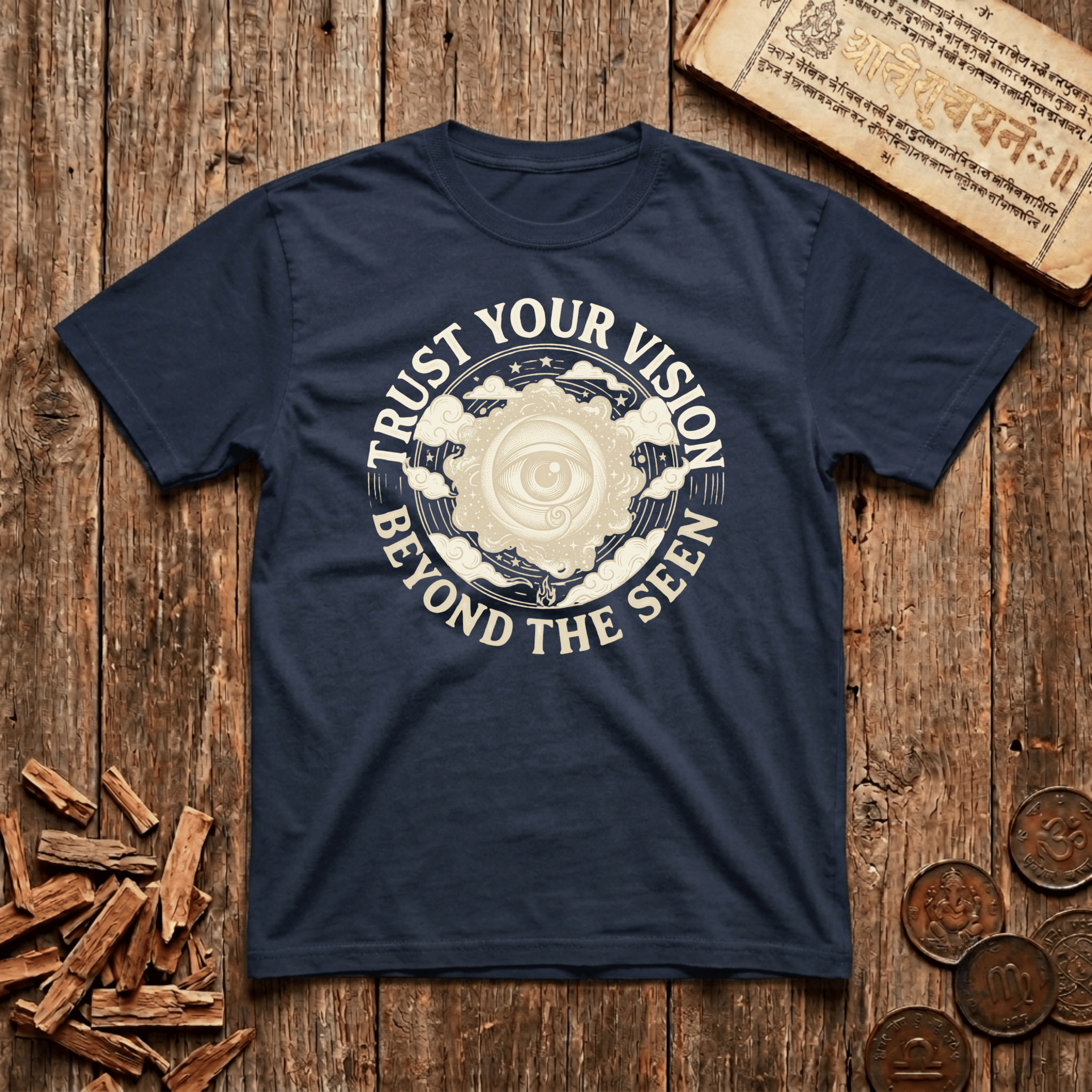 Third Eye Chakra — Ajna - Trust Your Vision - Beyond The Seen - Wood Cut - T-Shirt