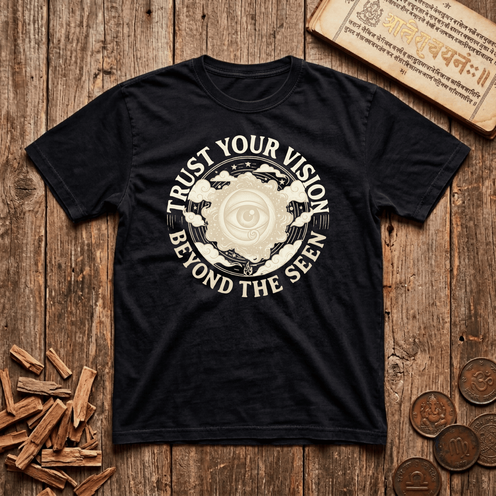 Third Eye Chakra — Ajna - Trust Your Vision - Beyond The Seen - Wood Cut - T-Shirt