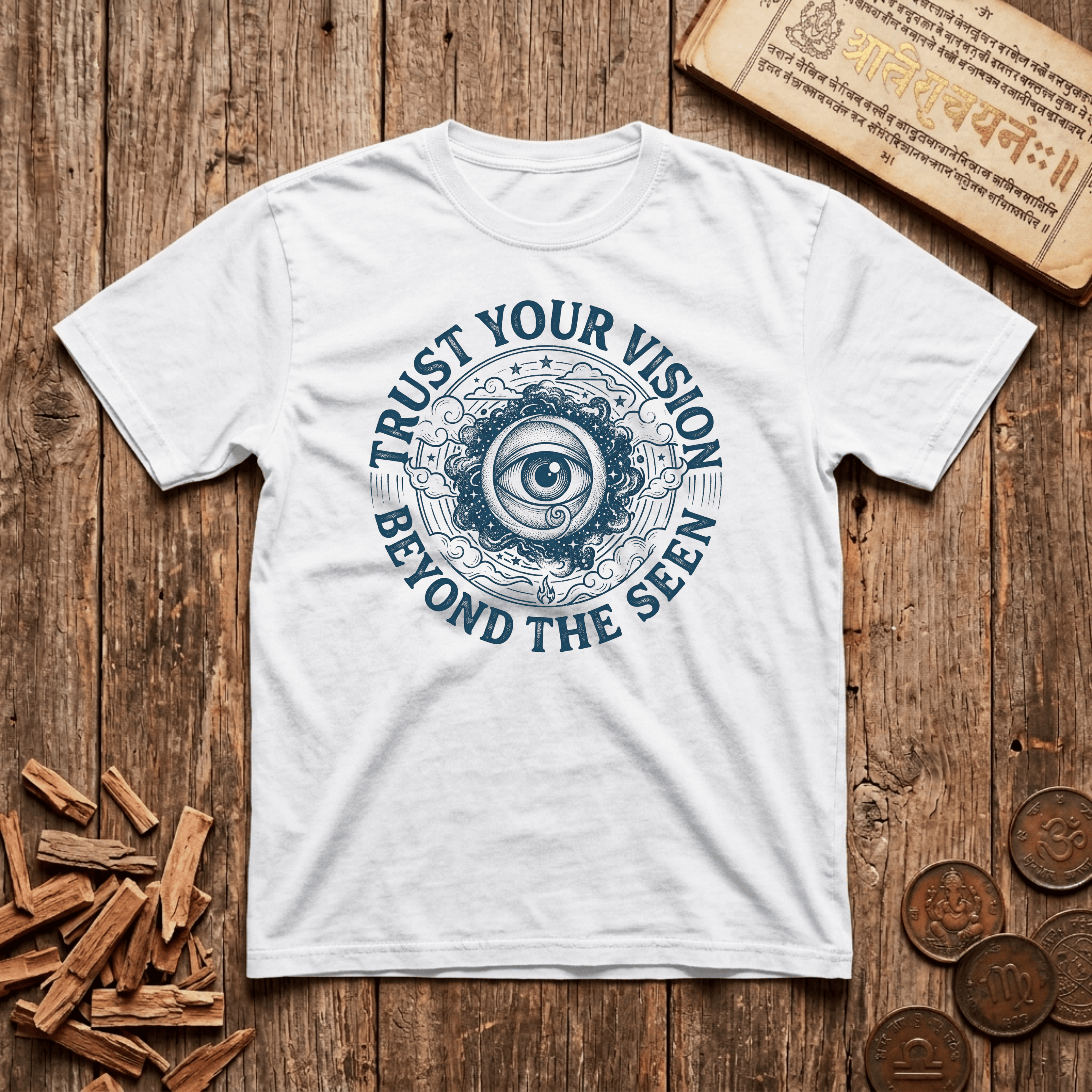 Third Eye Chakra — Ajna - Trust Your Vision - Beyond The Seen - Wood Cut - T-Shirt