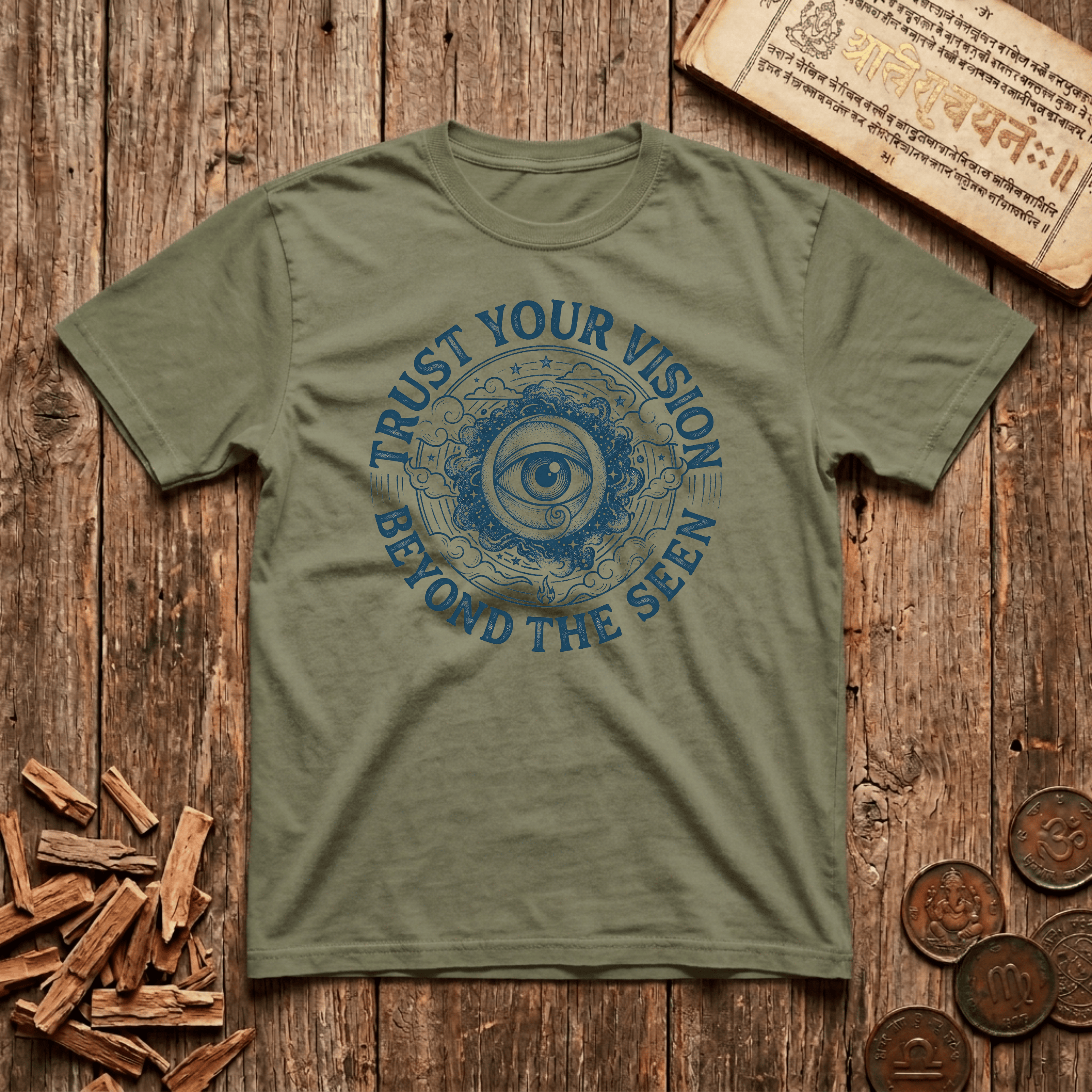 Third Eye Chakra — Ajna - Trust Your Vision - Beyond The Seen - Wood Cut - T-Shirt