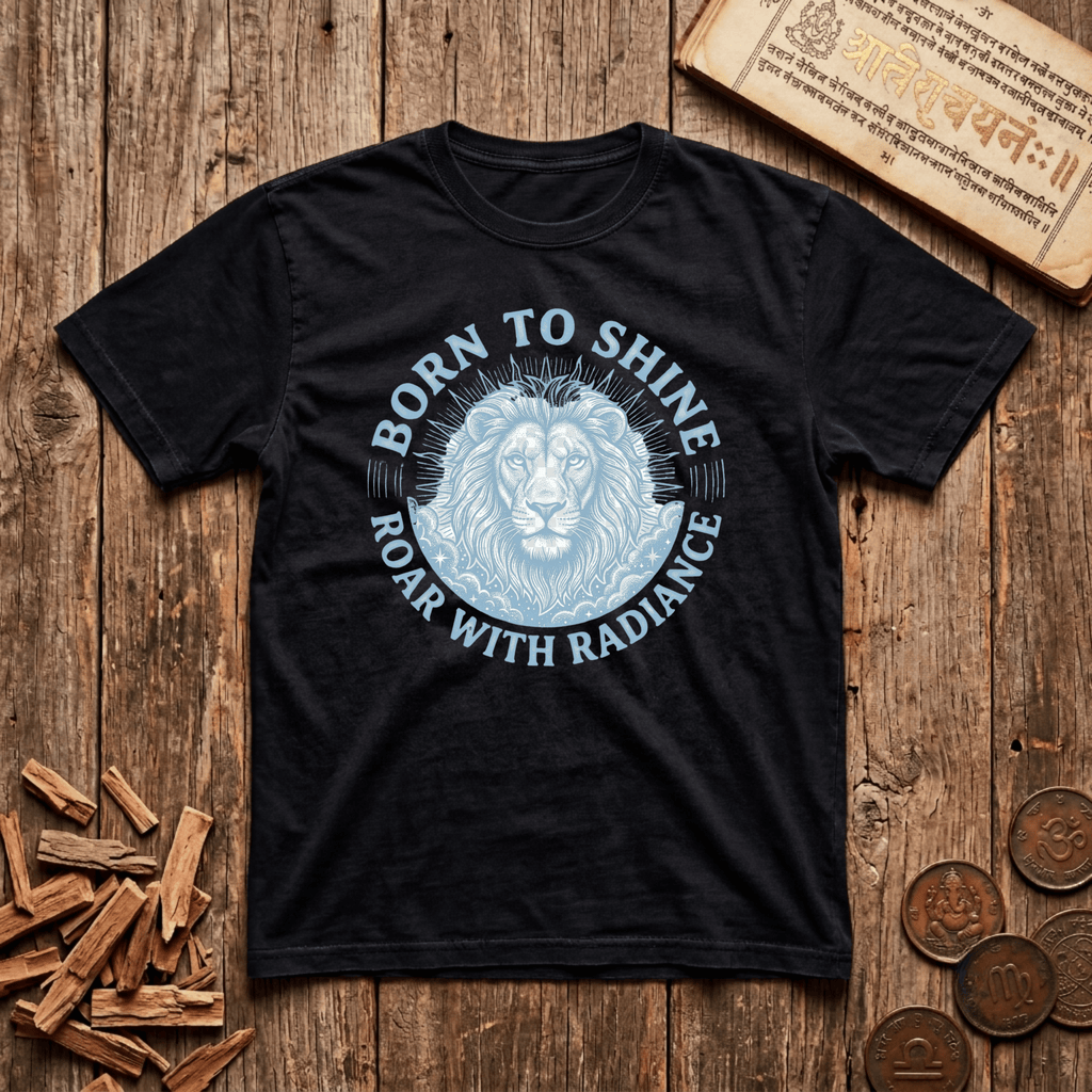 Leo — The Lion - Born To Shine - Wood Cut - T-Shirt