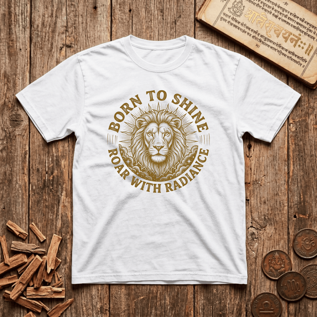 Leo — The Lion - Born To Shine - Wood Cut - T-Shirt