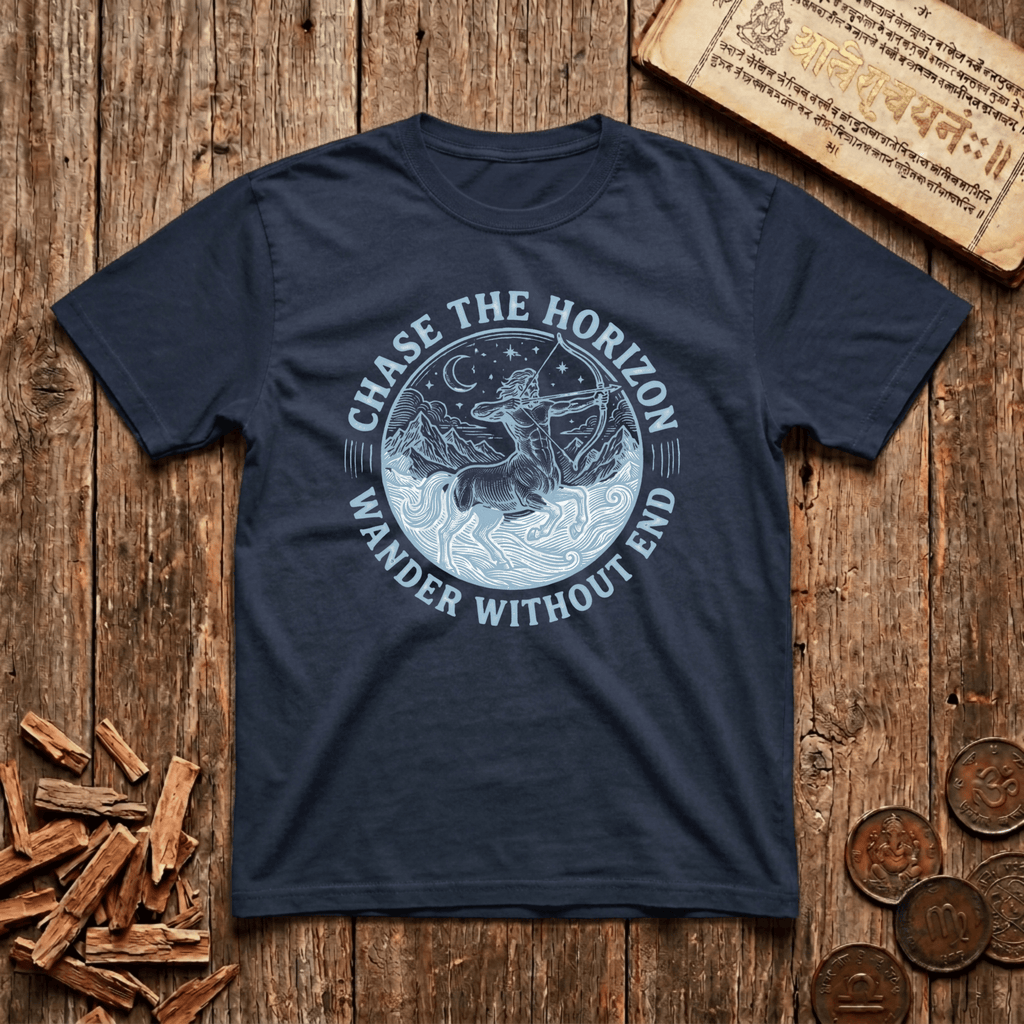 Sagittarius — The Archer - Chase The Horizon - Wood Cut - T-Shirt