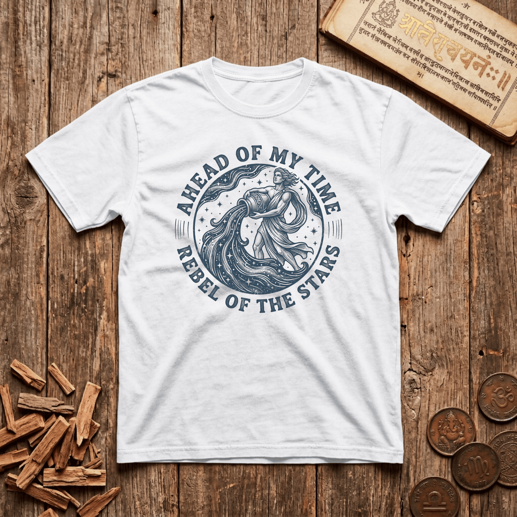 Aquarius — The Water Bearer - Ahead of My Time - Wood Cut - T-Shirt