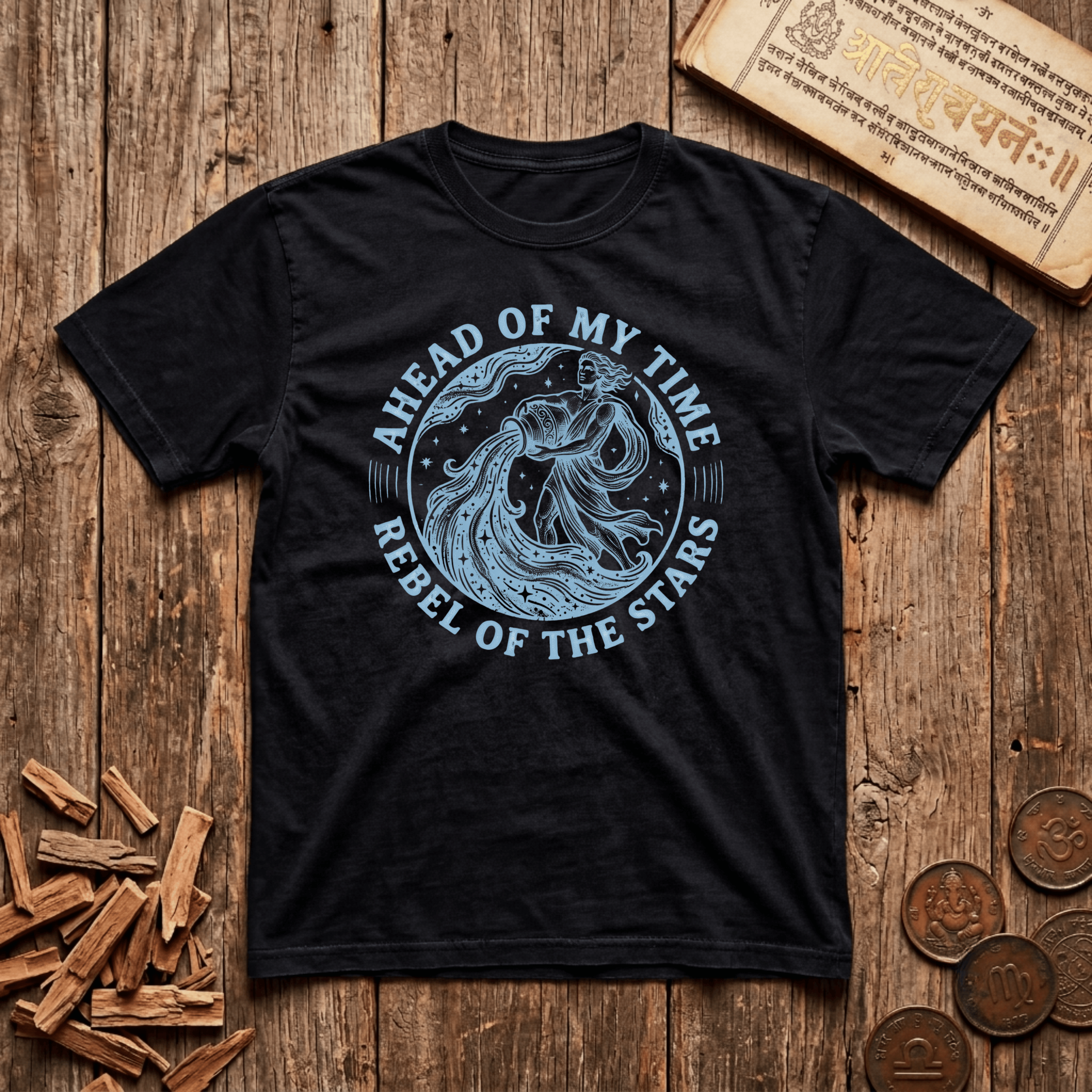 Aquarius — The Water Bearer - Ahead of My Time - Wood Cut - T-Shirt