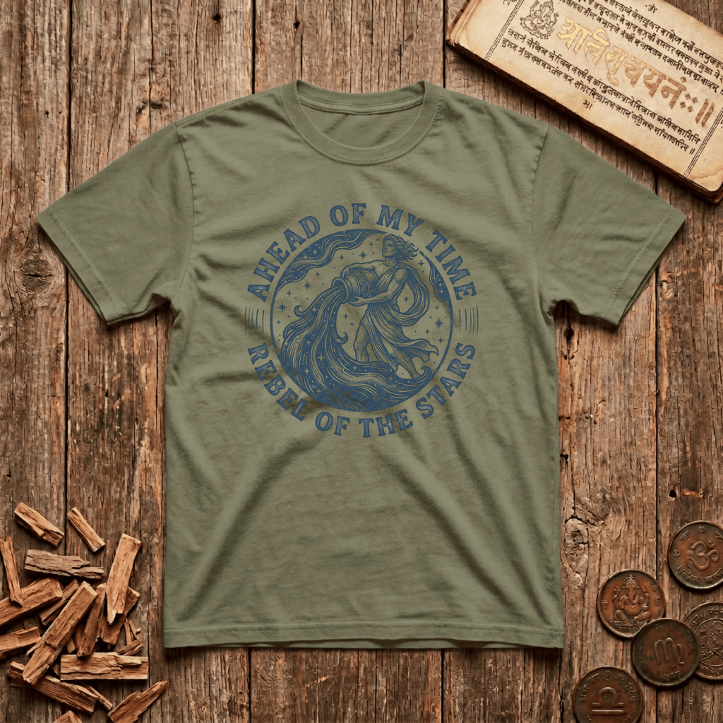 Aquarius — The Water Bearer - Ahead of My Time - Wood Cut - T-Shirt