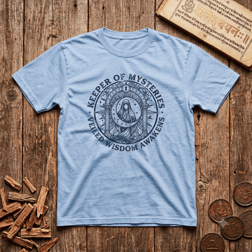 High Priestess of Sacred Geometry - Keeper of Mysteries - Wood Cut - T-Shirt