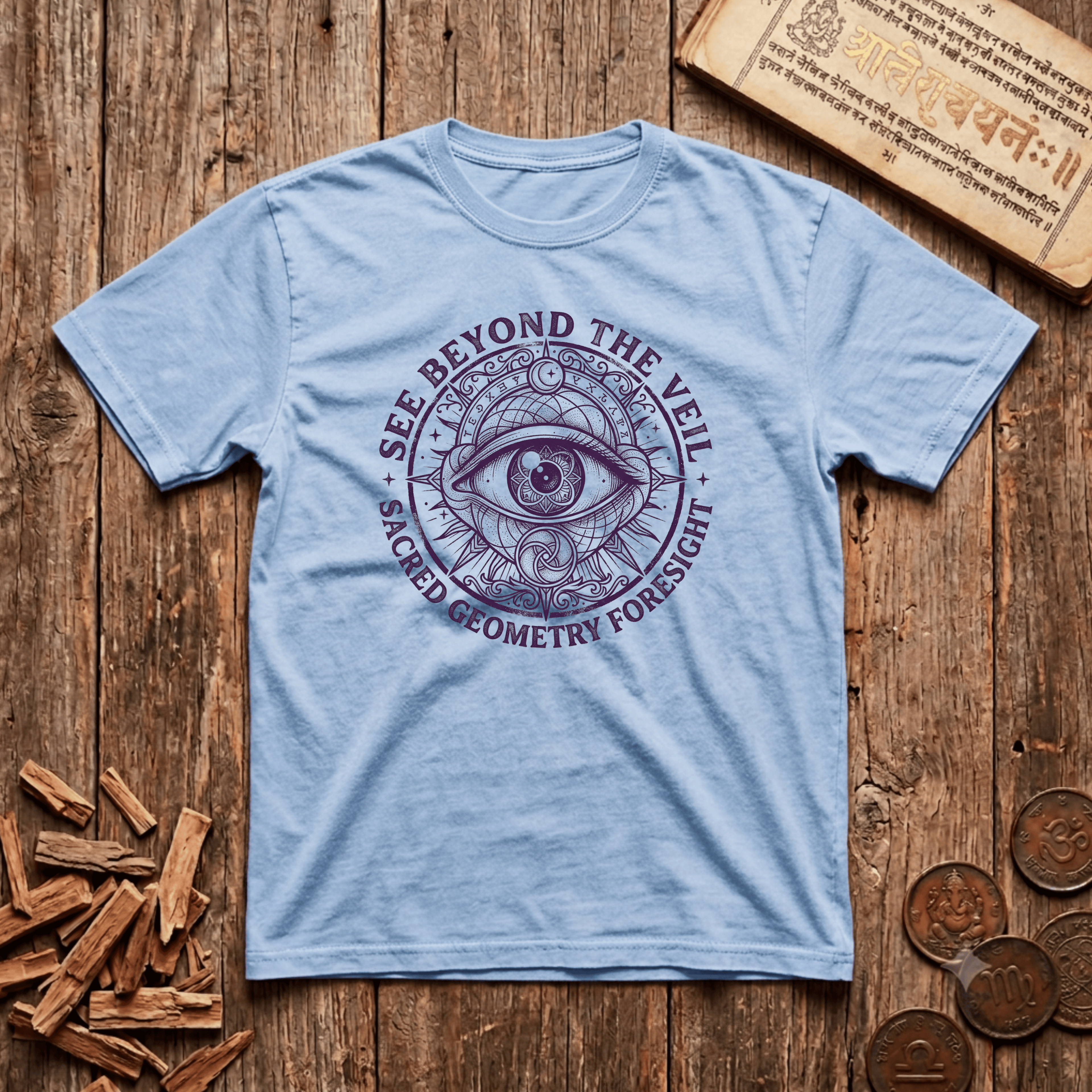 Oracle of Sacred Geometry - See Beyond The Veil - Wood Cut - T-Shirt