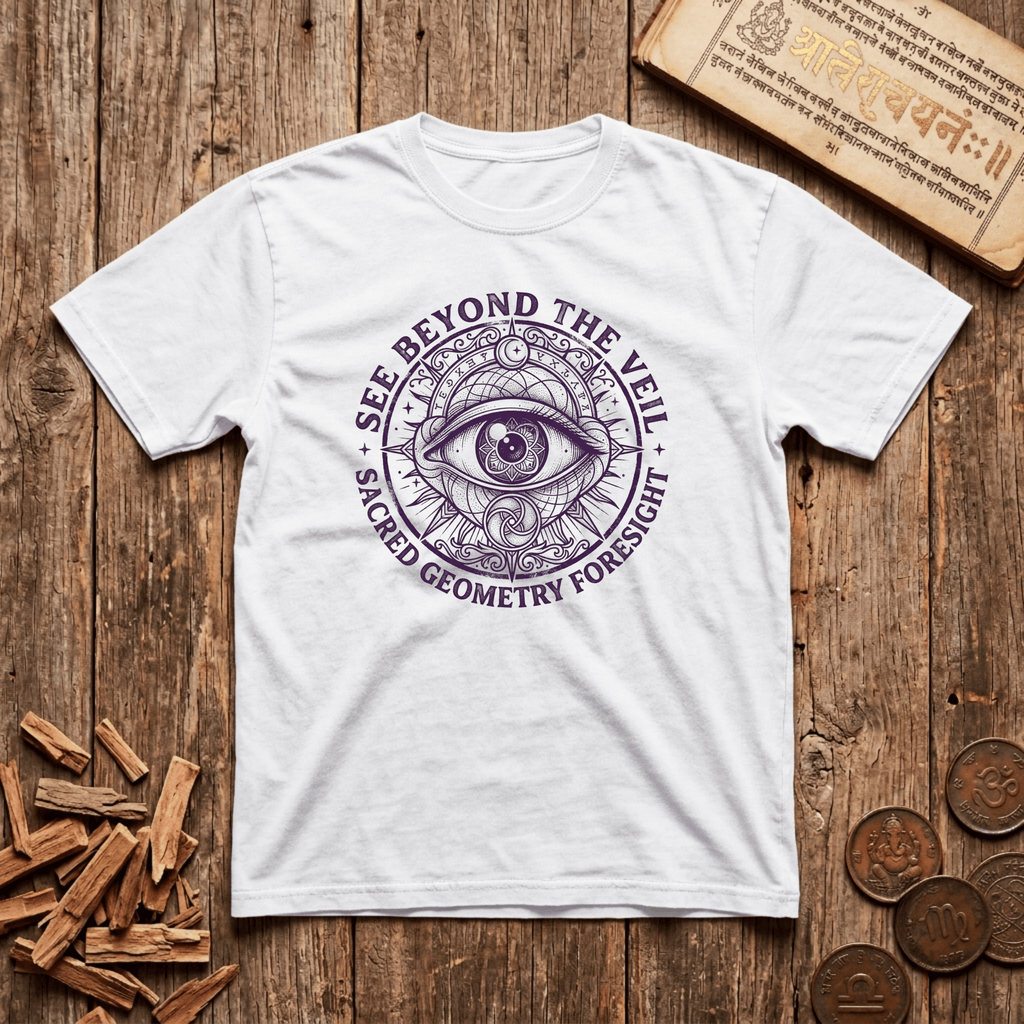 Oracle of Sacred Geometry - See Beyond The Veil - Wood Cut - T-Shirt