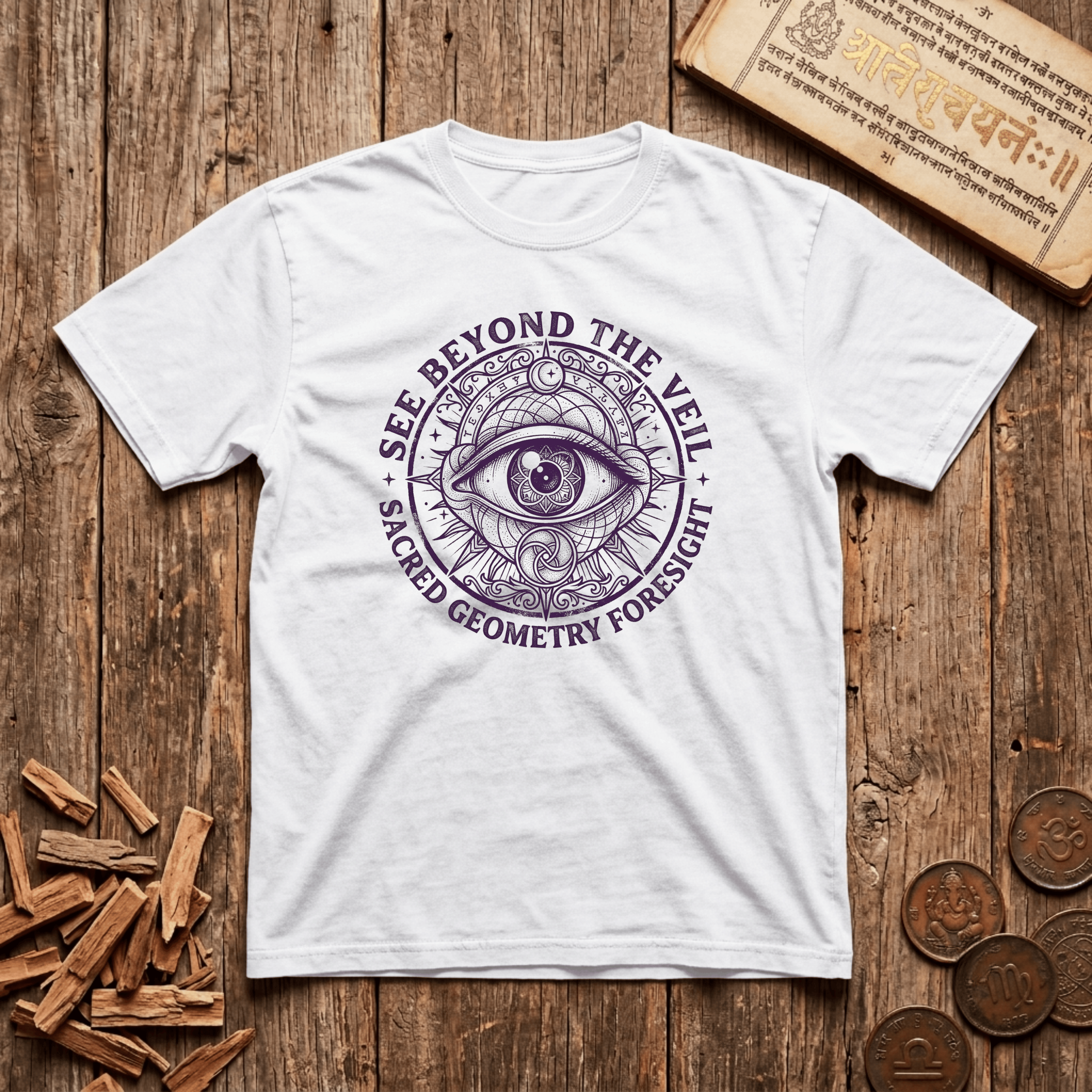 Oracle of Sacred Geometry - See Beyond The Veil - Wood Cut - T-Shirt