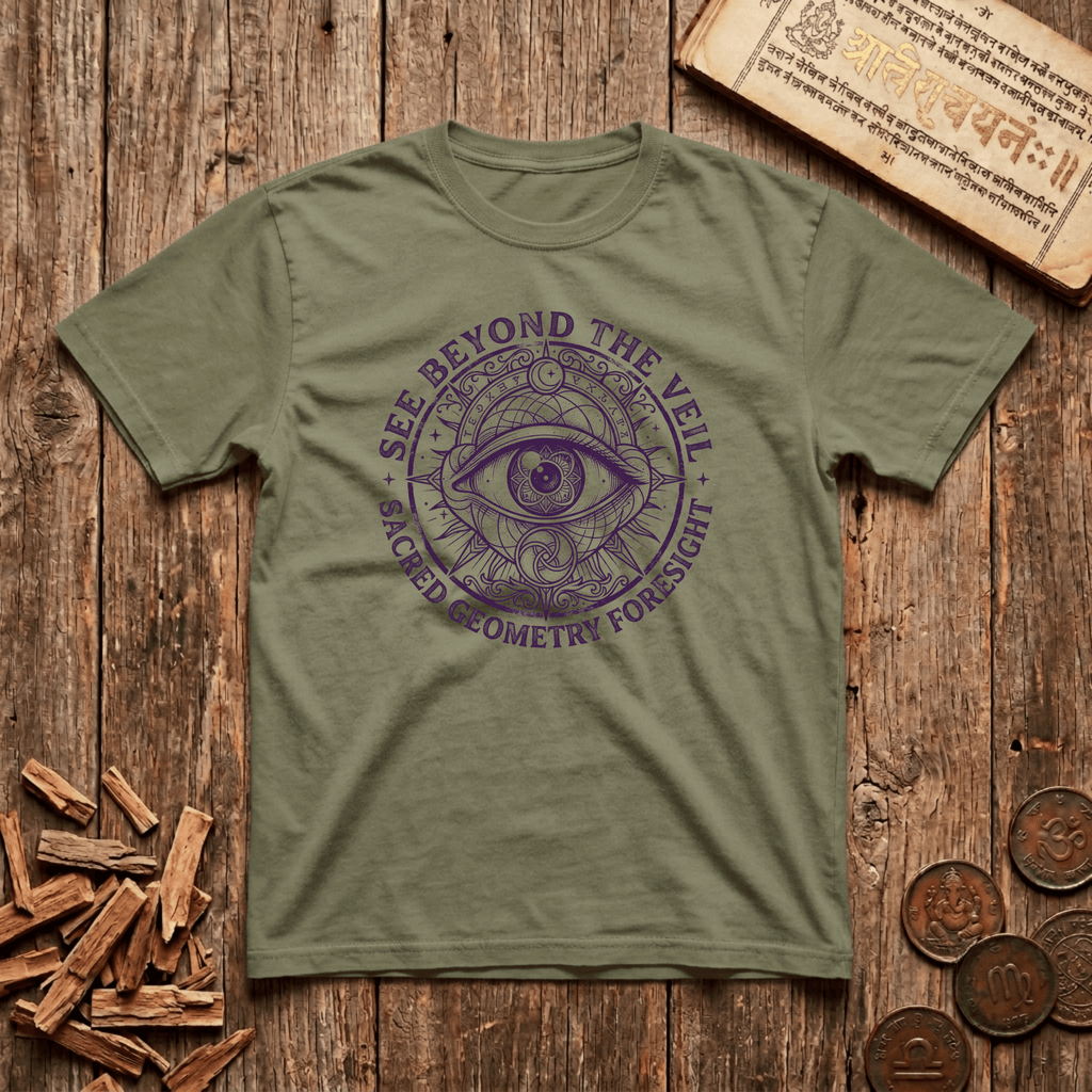 Oracle of Sacred Geometry - See Beyond The Veil - Wood Cut - T-Shirt