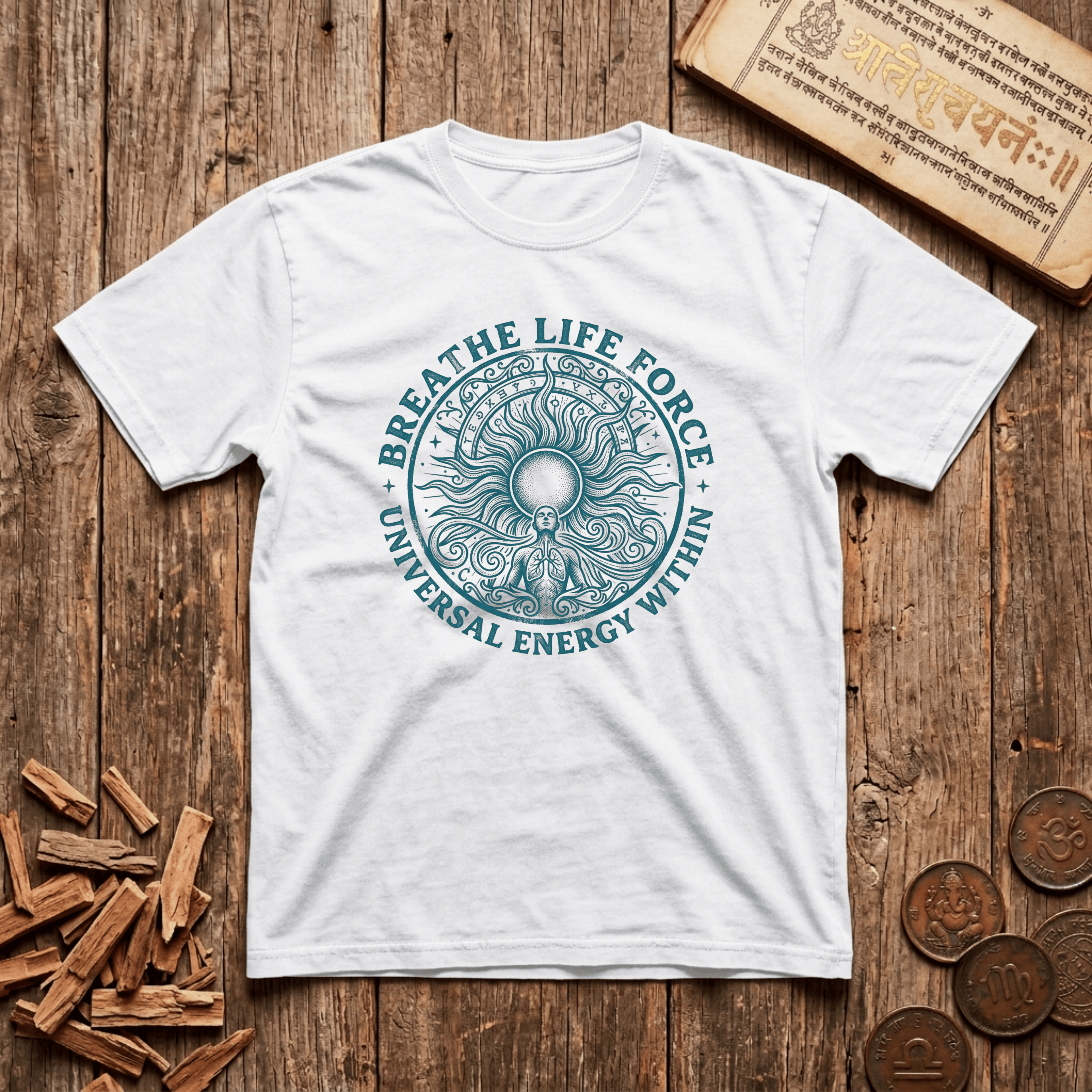 Prana — Universal Life Force - Breathe Life Force - Wood Cut - T-Shirt