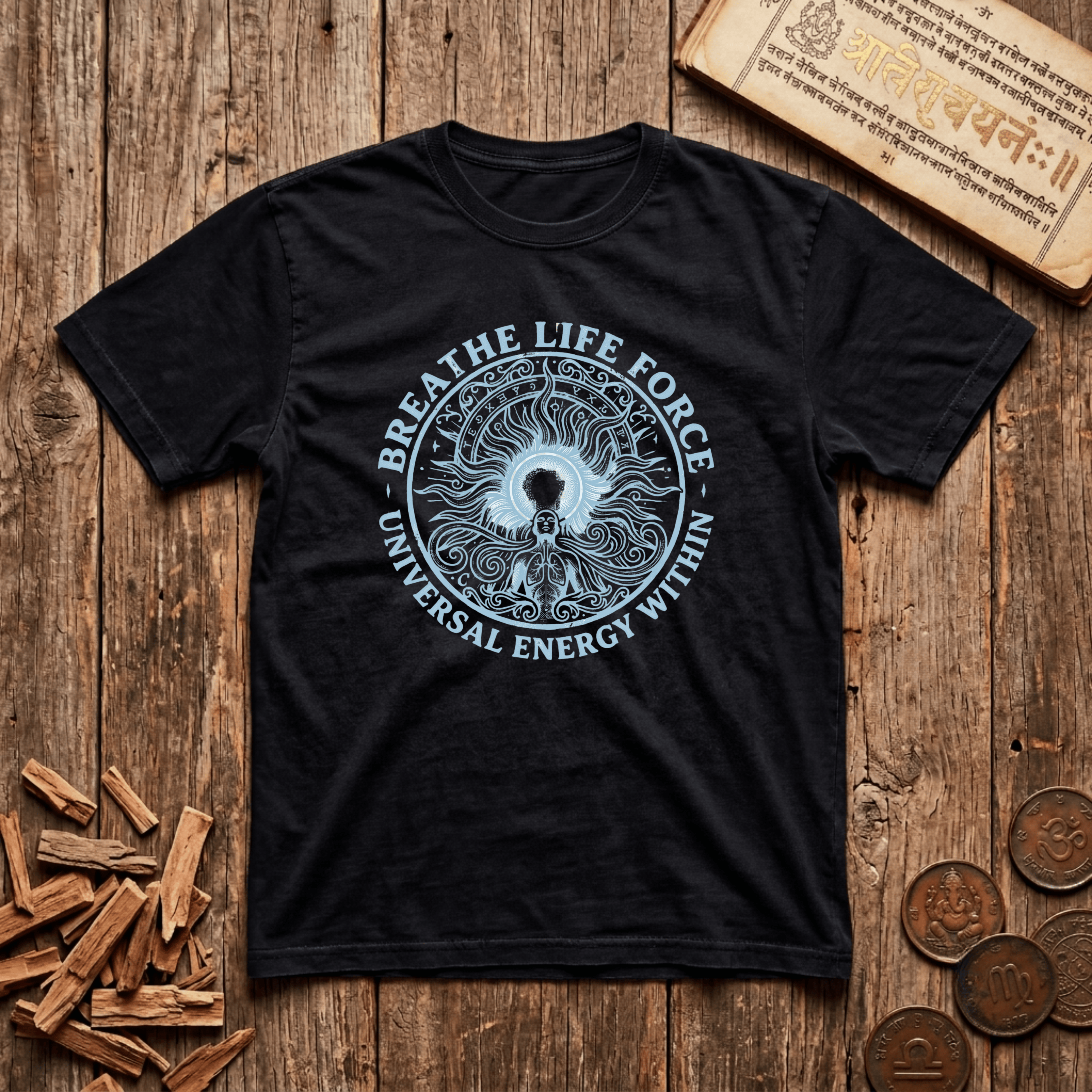 Prana — Universal Life Force - Breathe Life Force - Wood Cut - T-Shirt