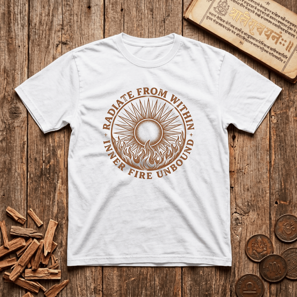 Tejas — Inner Radiance - Radiate From Within - Wood Cut - T-Shirt