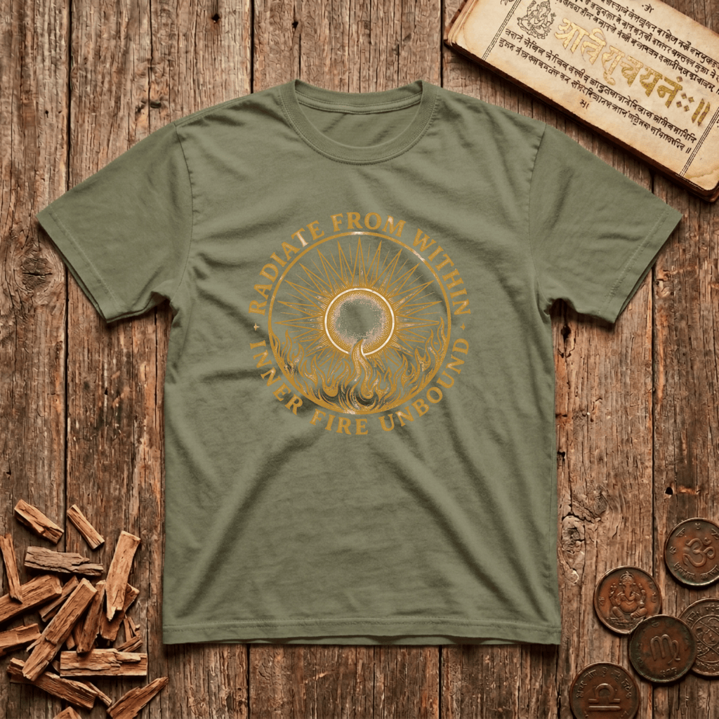 Tejas — Inner Radiance - Radiate From Within - Wood Cut - T-Shirt