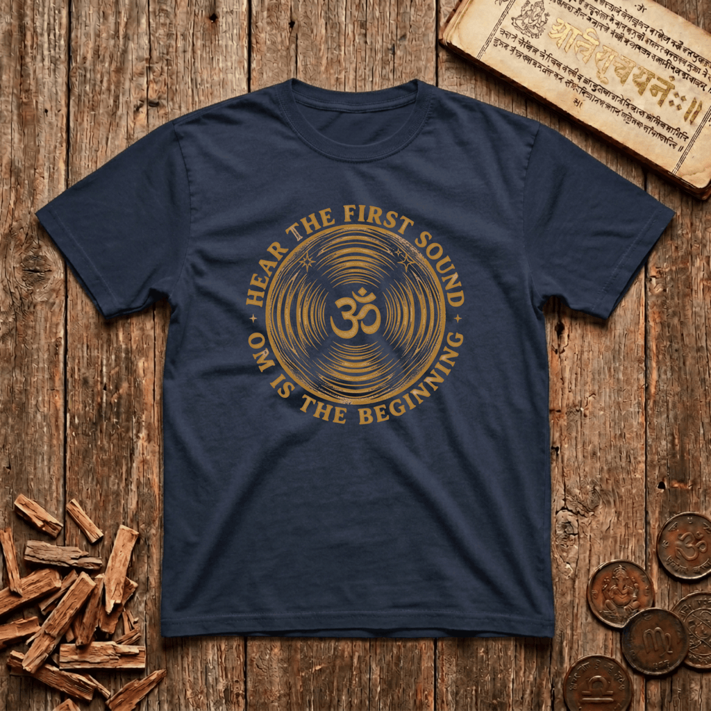 Pranava — The Sound of Om - Hear The First Sound - Wood Cut - T-Shirt