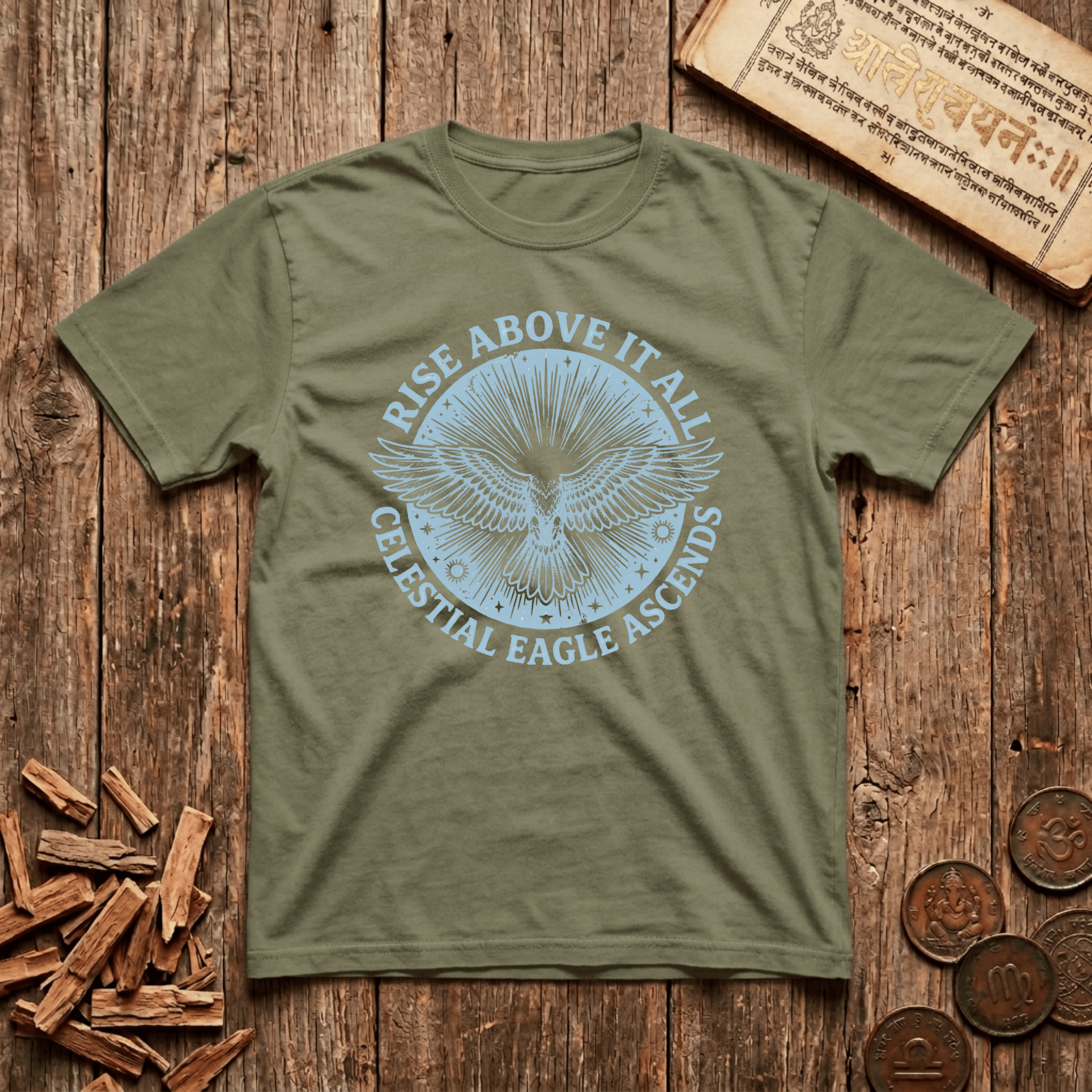 Garuda — The Celestial Eagle - Wood Cut - T-Shirt