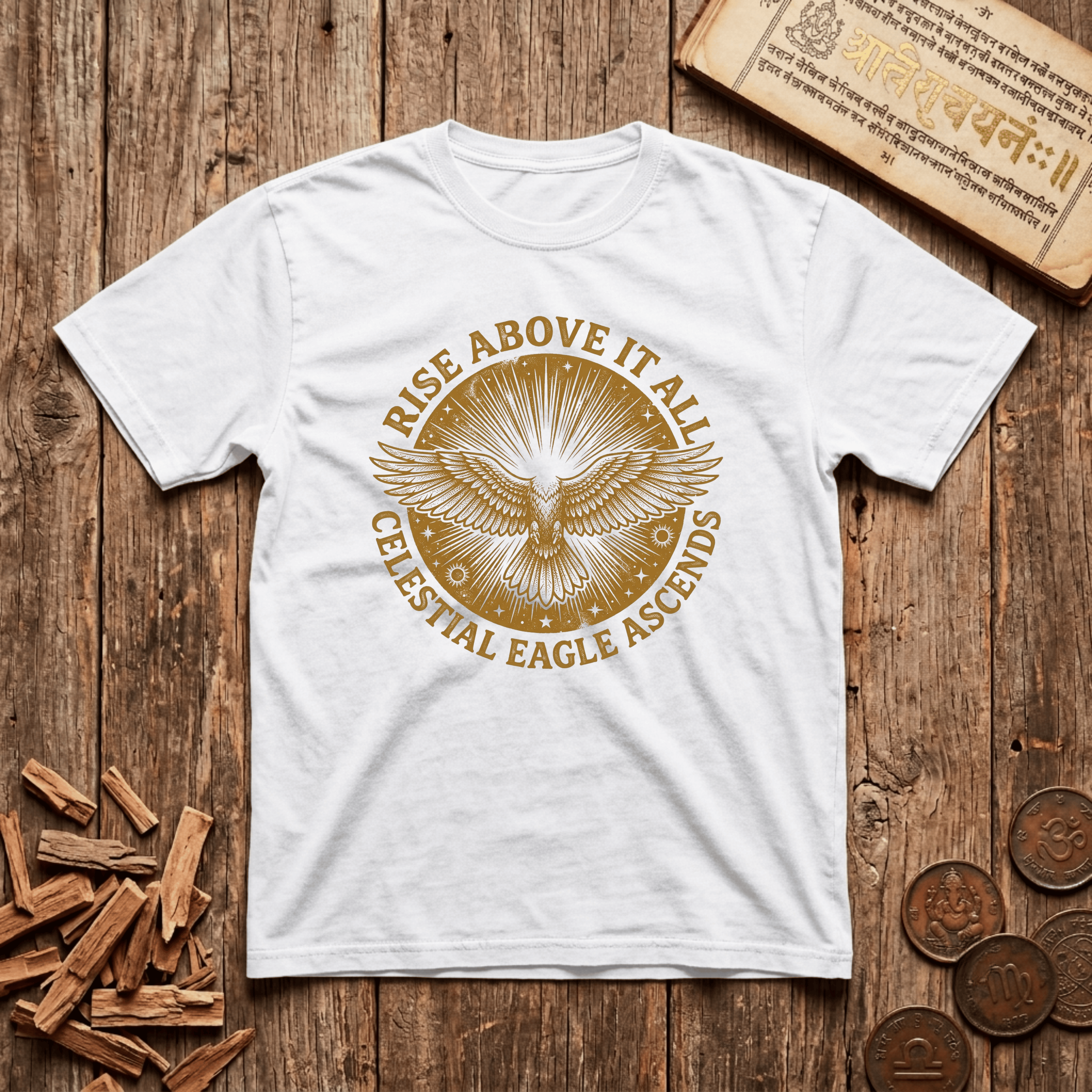 Garuda — The Celestial Eagle - Wood Cut - T-Shirt