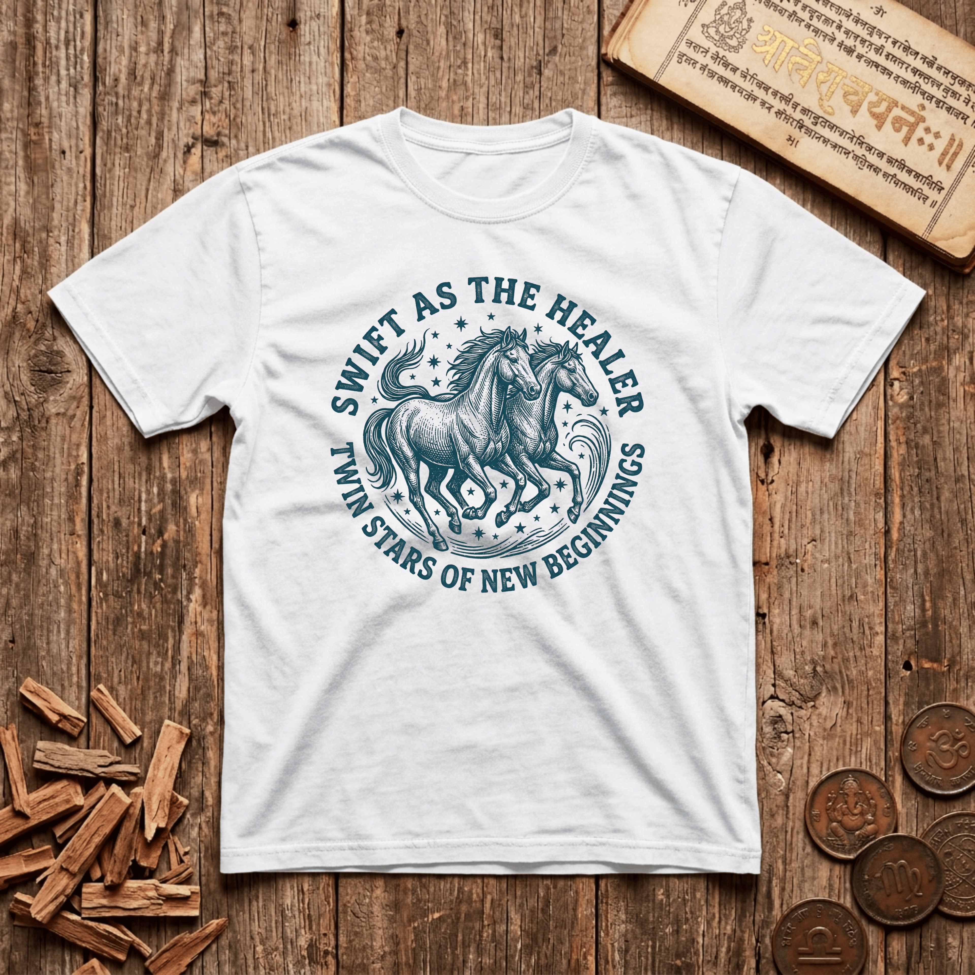 Ashwini - Swift As The Healer - Wood Cut - T-Shirt