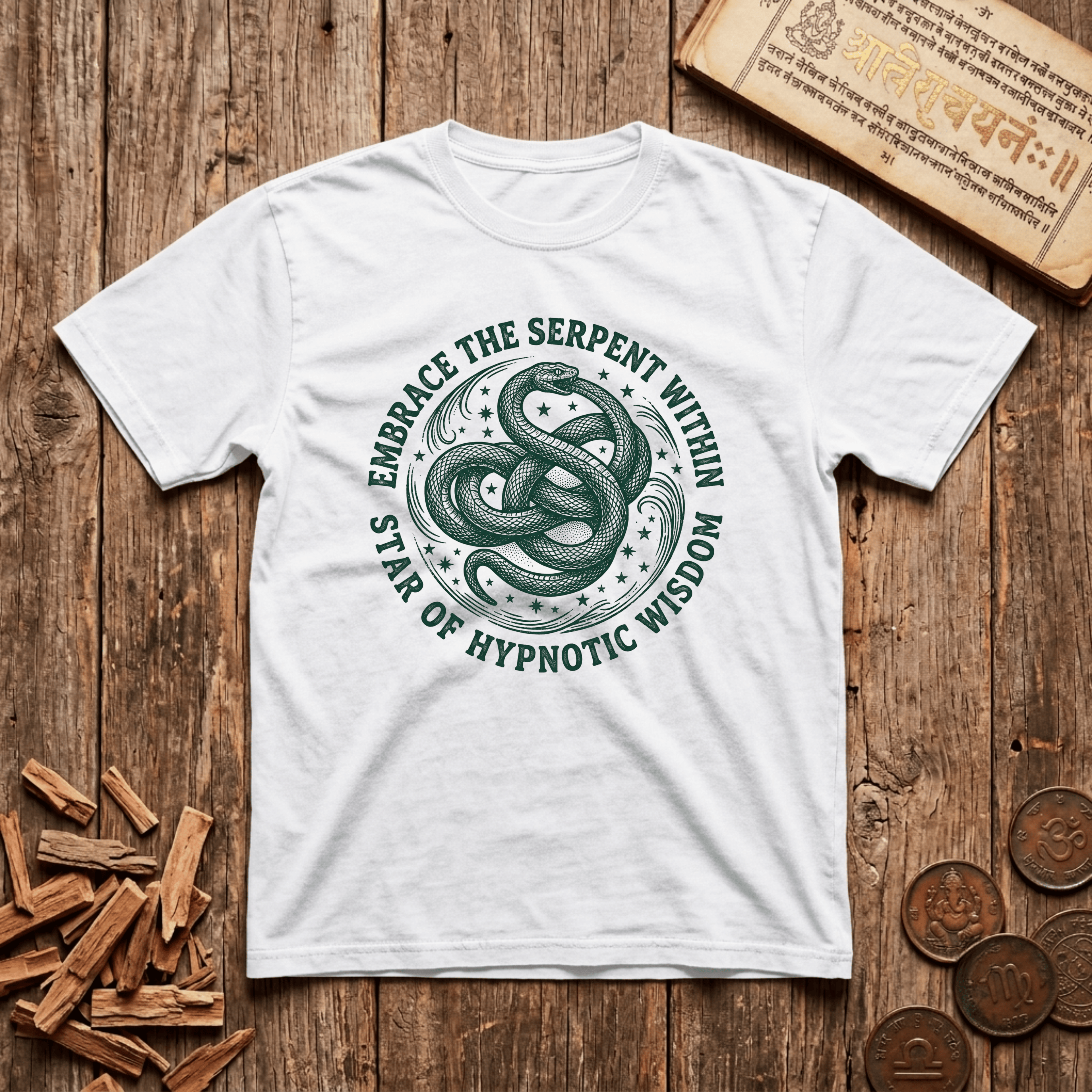 Ashlesha - Embrace The Serpent Within - Wood Cut - T-Shirt