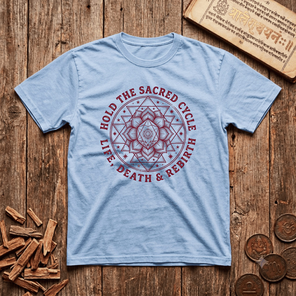 Bharani - Hold The Sacred Cycle - Wood Cut - T-Shirt
