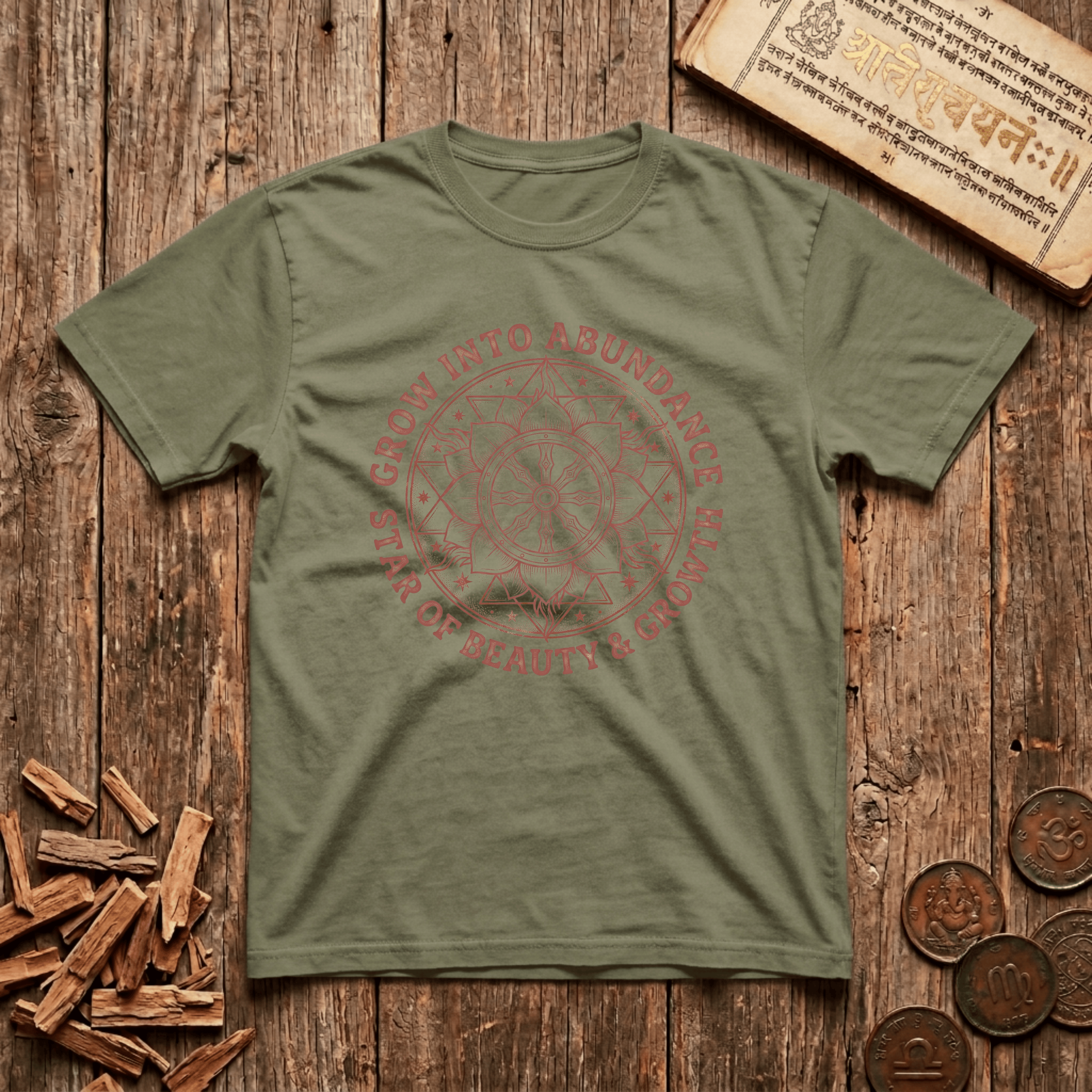 Rohini - Grow Into Abundance - Wood Cut - T-Shirt