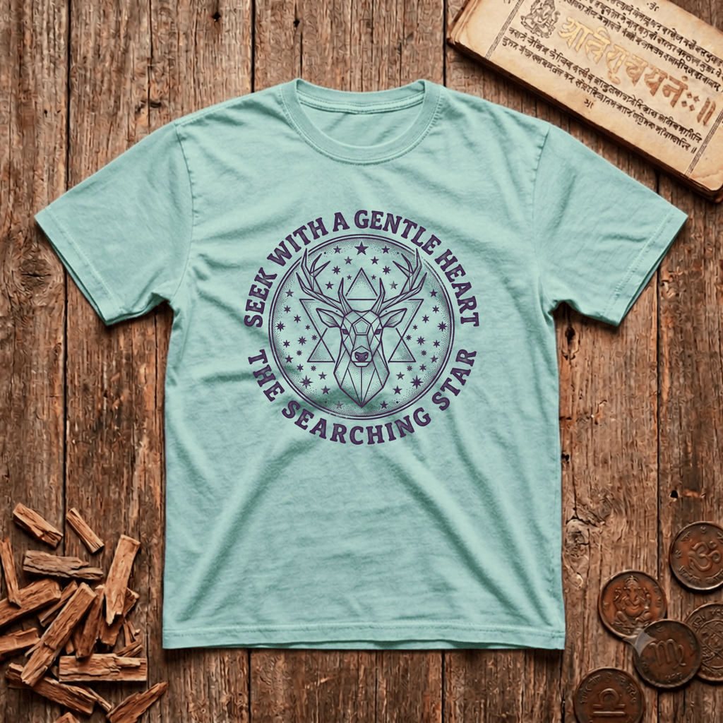 Mrigashira - Seek With A Gentle Heart - Wood Cut - T-Shirt