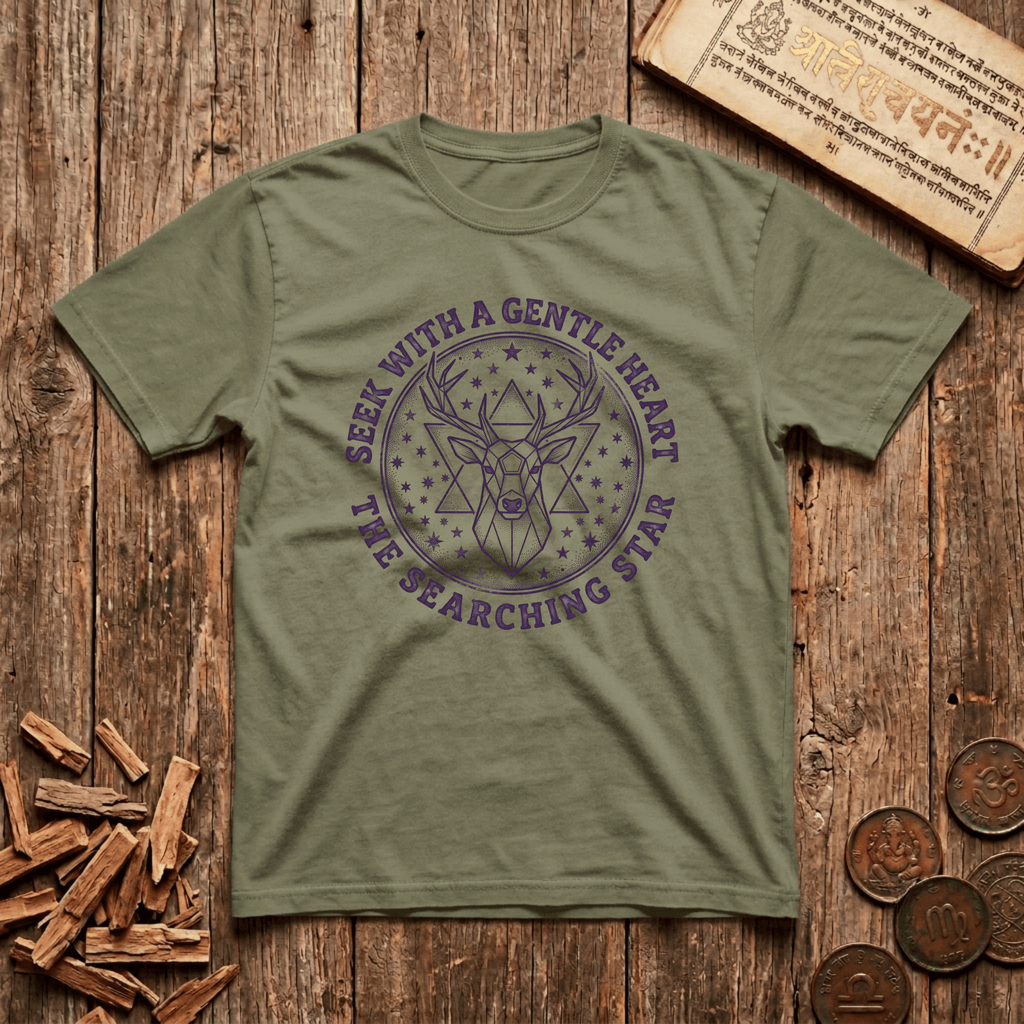 Mrigashira - Seek With A Gentle Heart - Wood Cut - T-Shirt