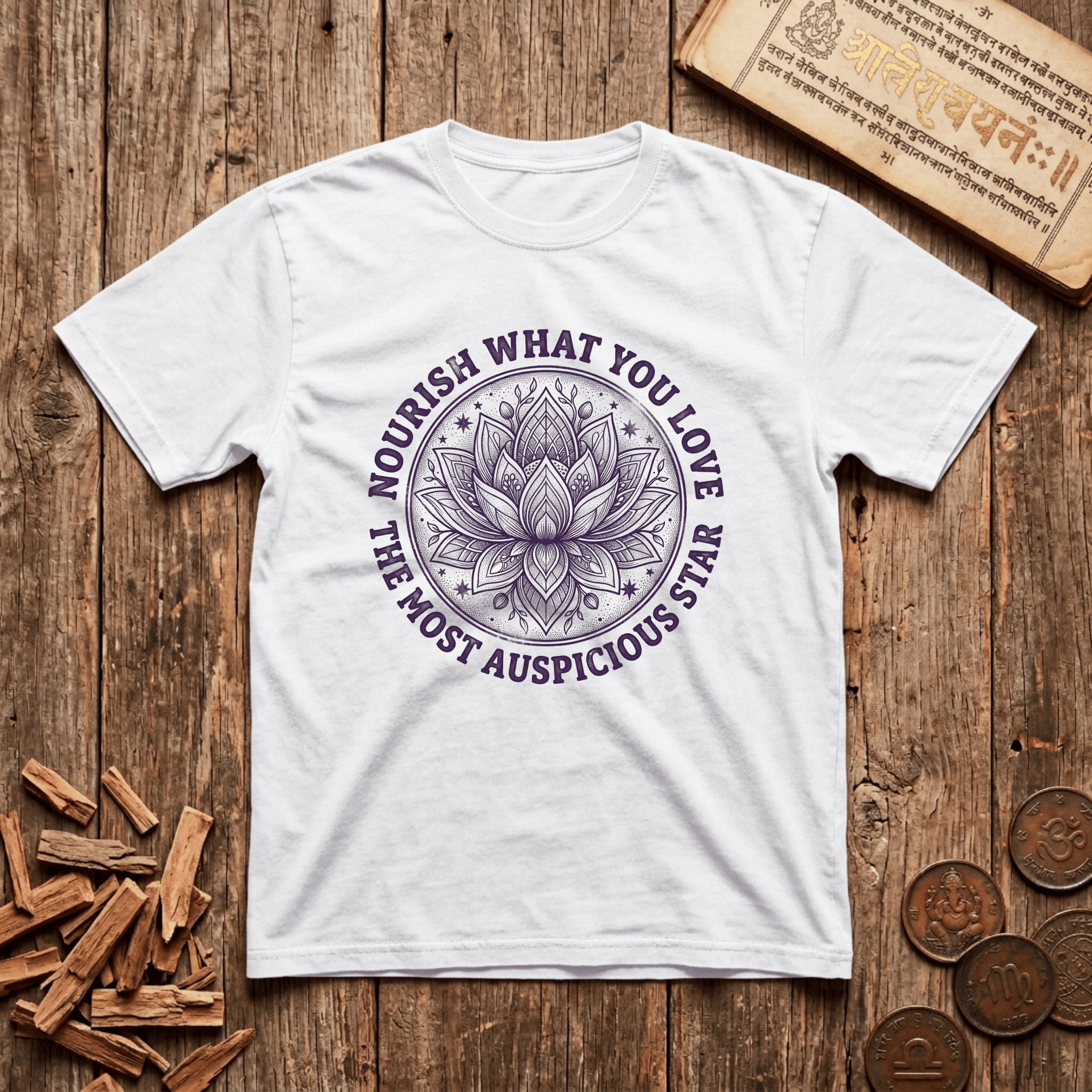 Pushya - Nourish What You Love - Wood Cut - T-Shirt