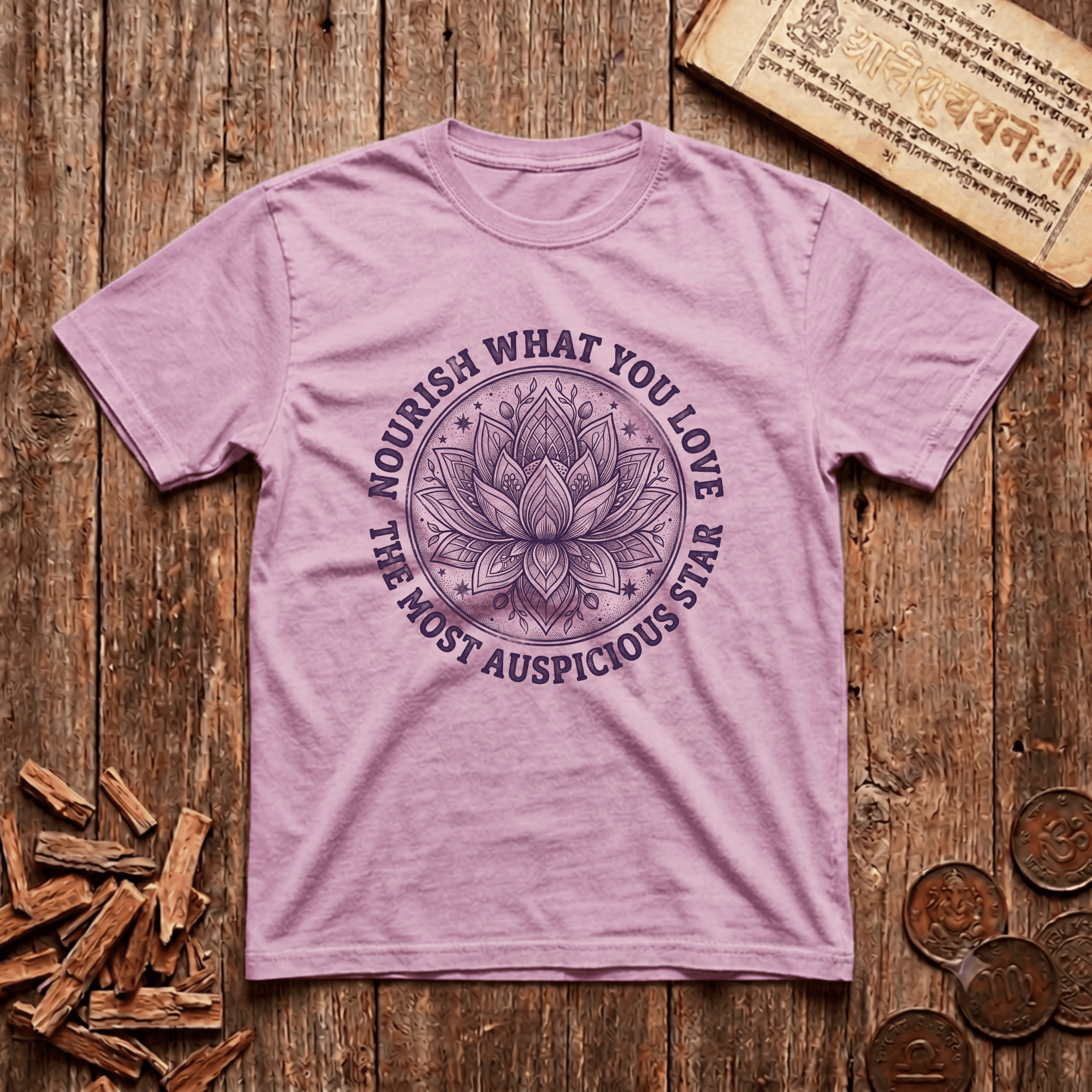 Pushya - Nourish What You Love - Wood Cut - T-Shirt