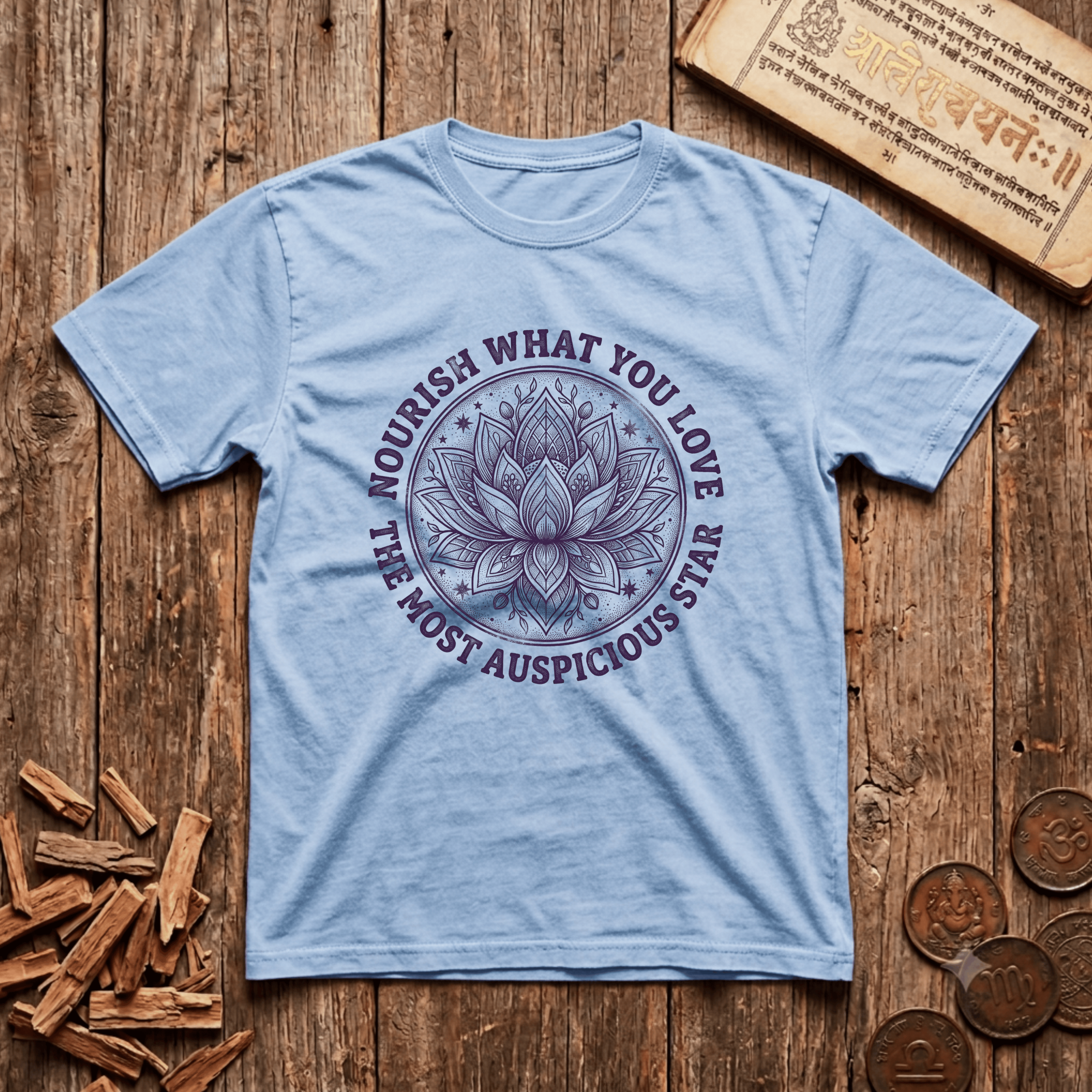 Pushya - Nourish What You Love - Wood Cut - T-Shirt