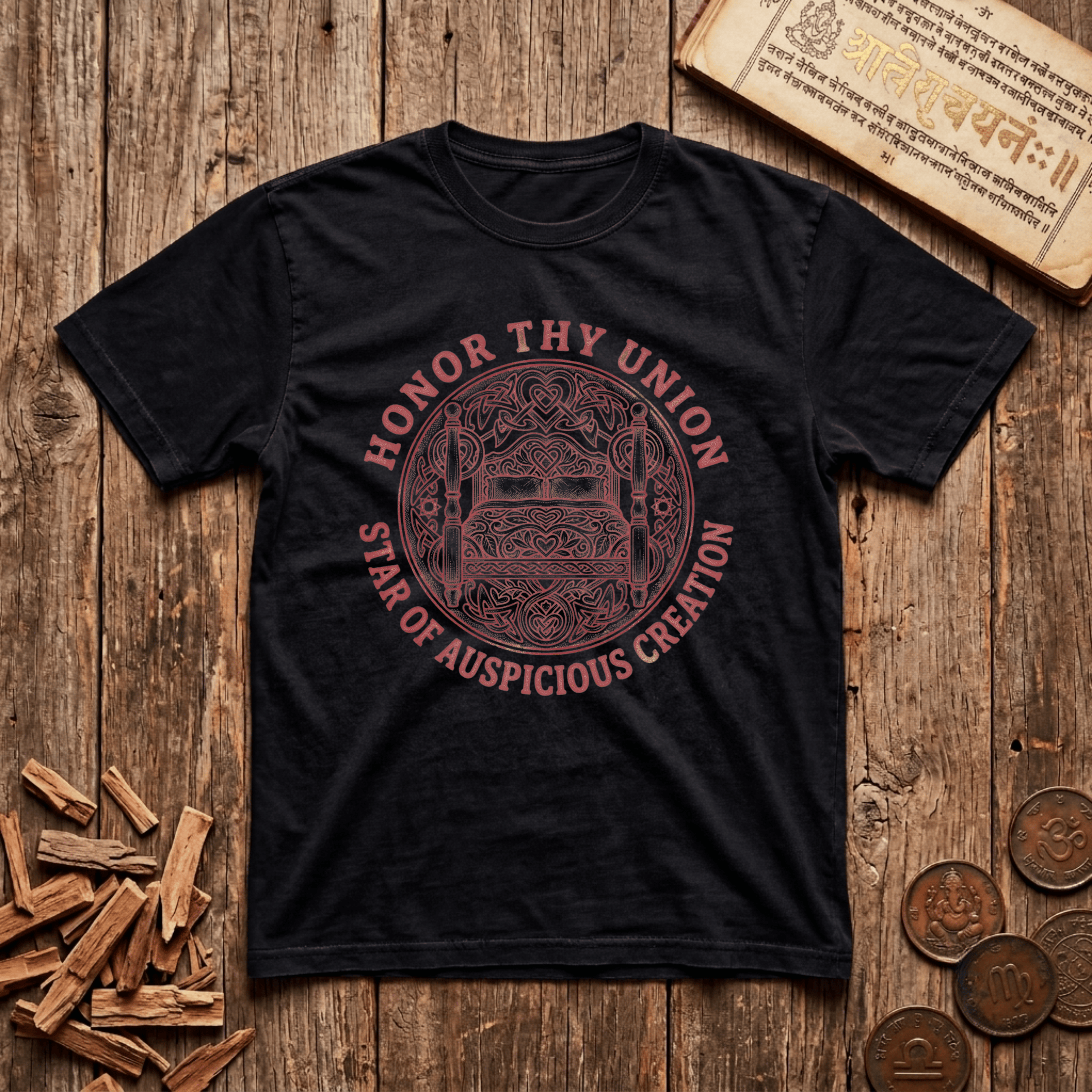 Uttara Phalguni - Build What Lasts - Wood Cut - T-Shirt