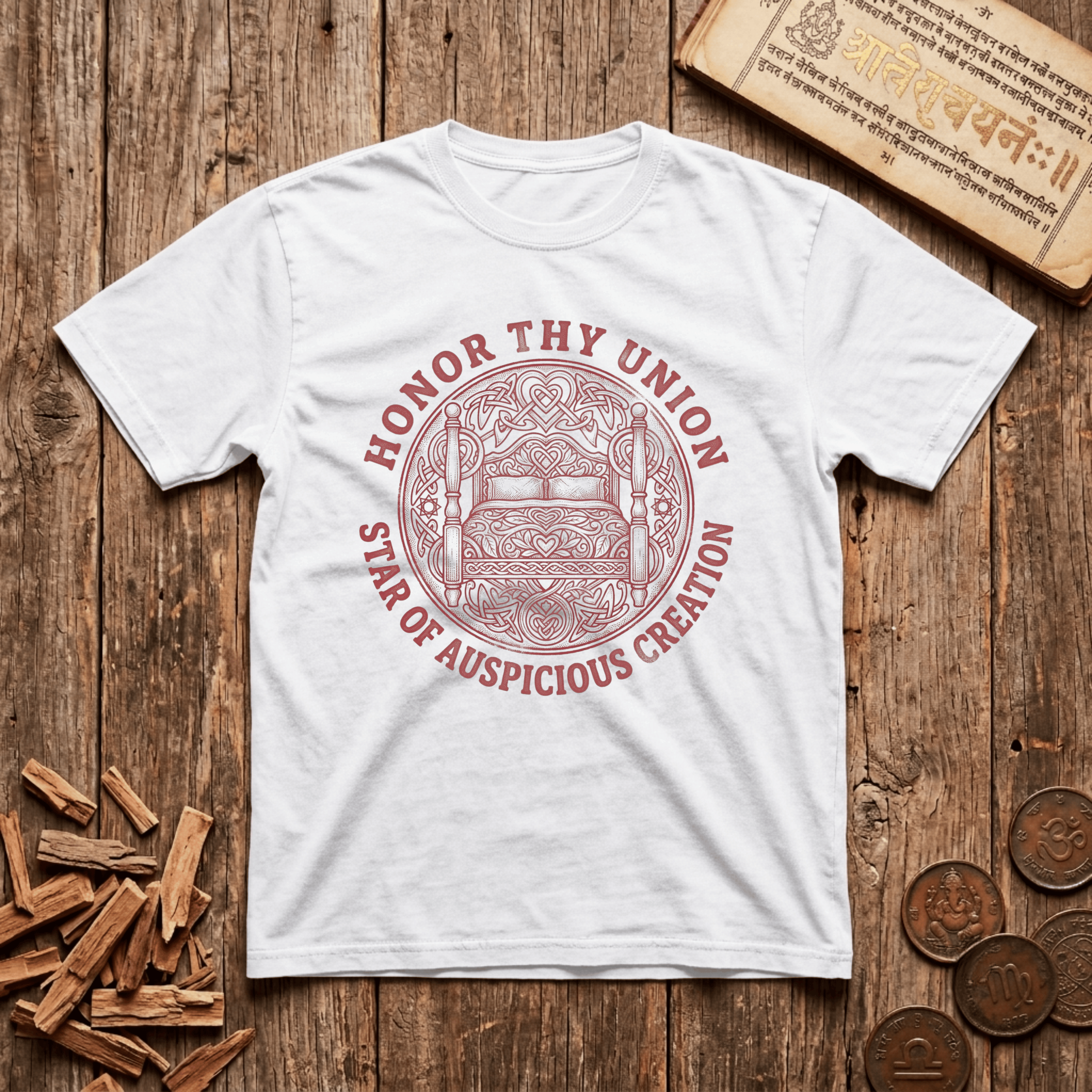 Uttara Phalguni - Build What Lasts - Wood Cut - T-Shirt