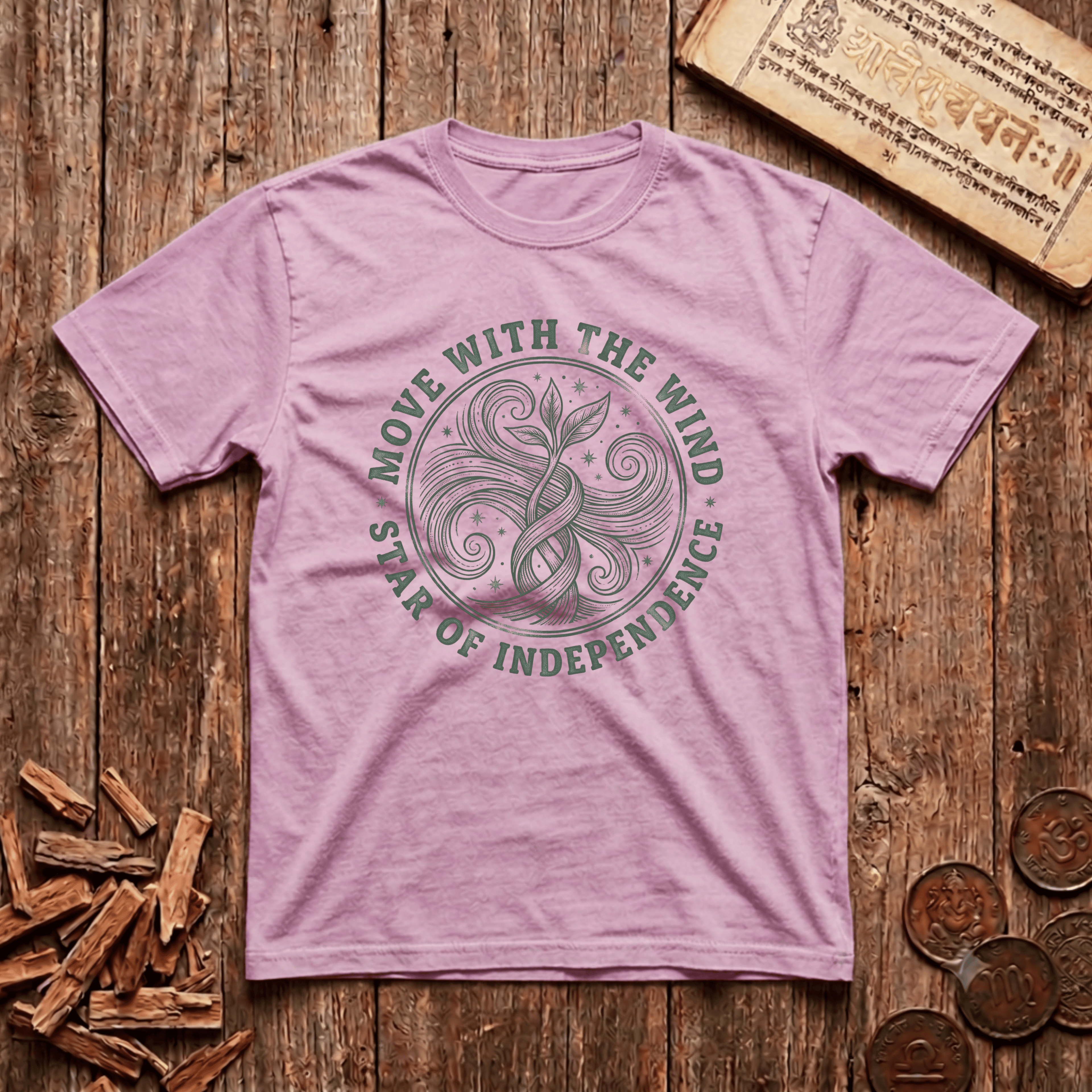 Swati - Move With The Wind - Wood Cut - T-Shirt