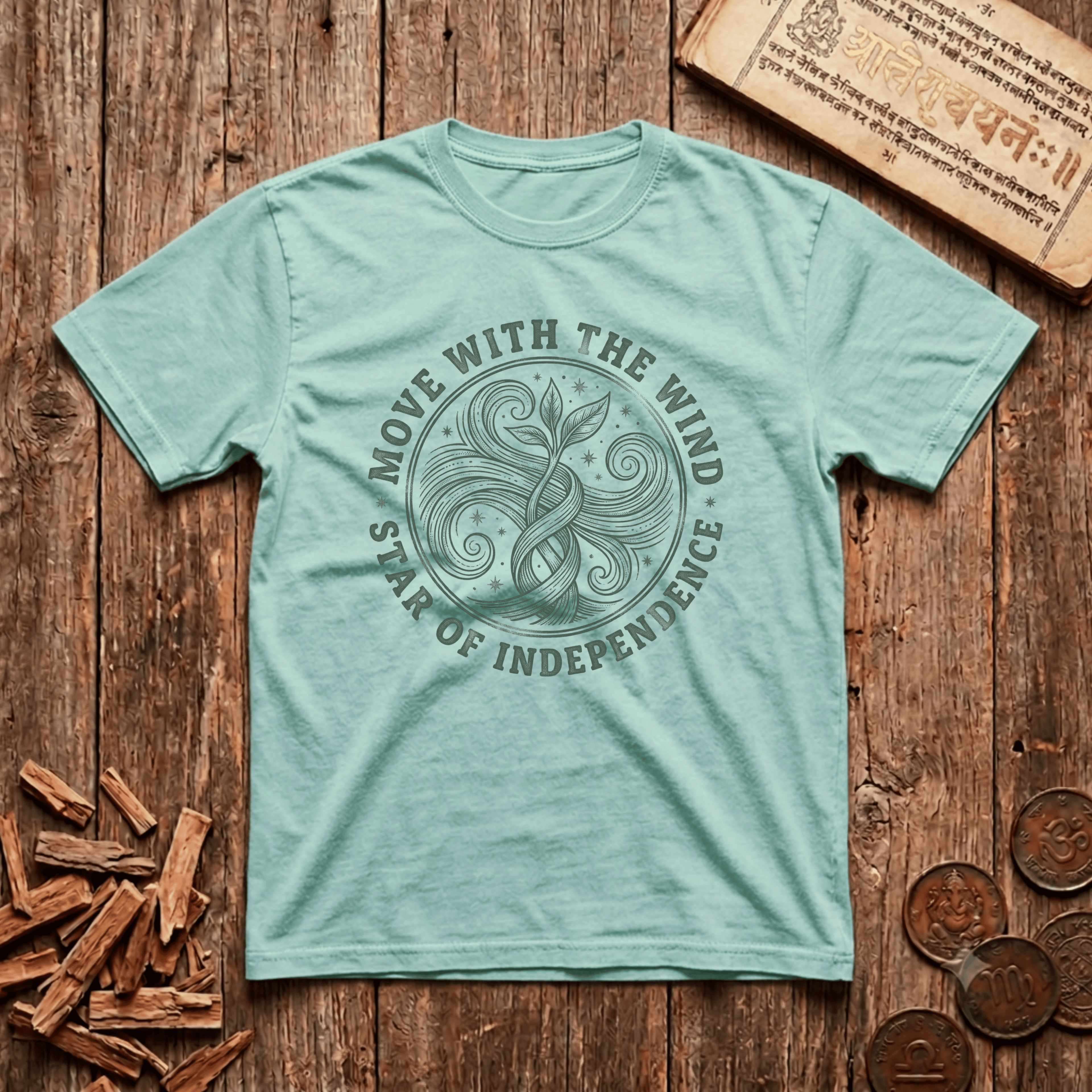 Swati - Move With The Wind - Wood Cut - T-Shirt