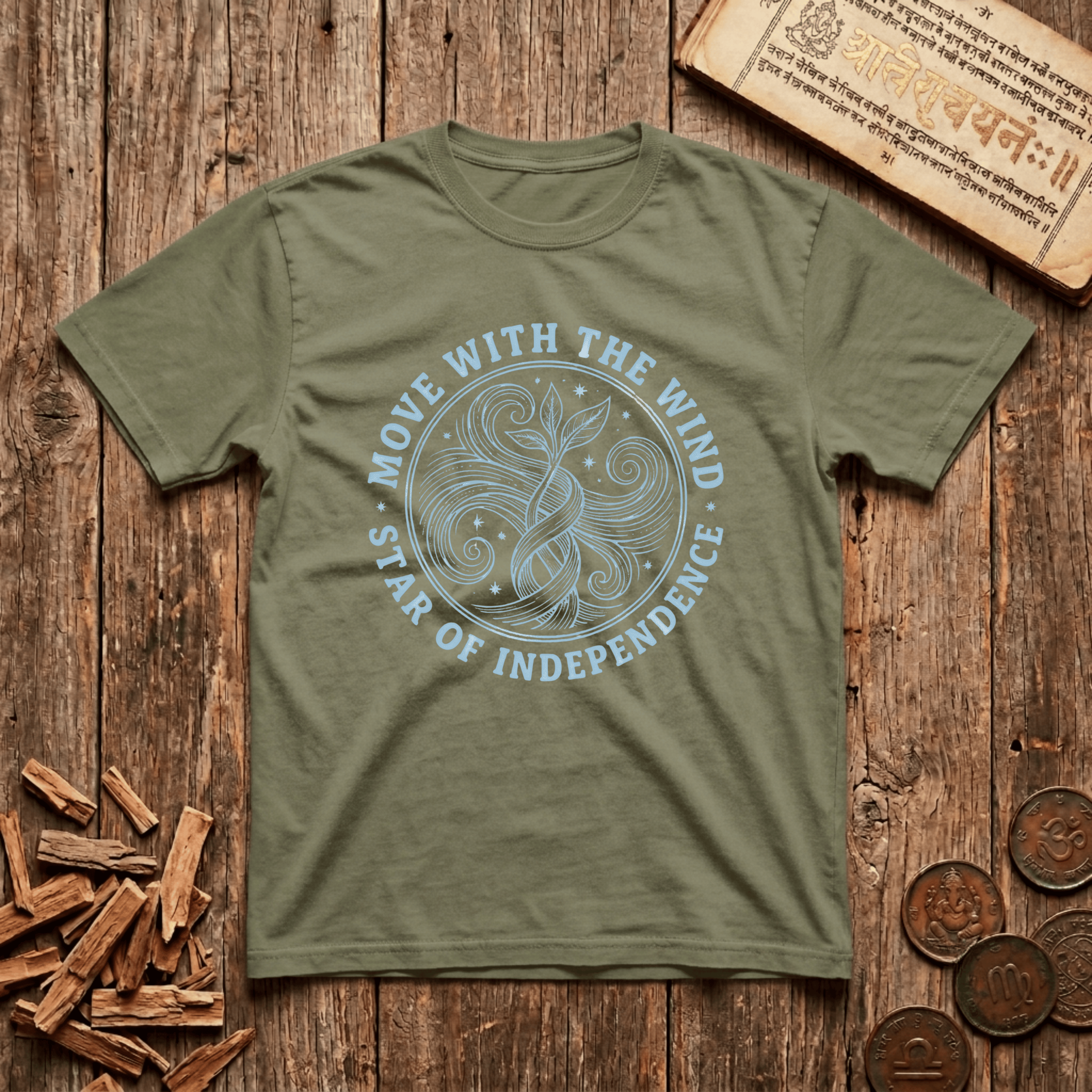 Swati - Move With The Wind - Wood Cut - T-Shirt