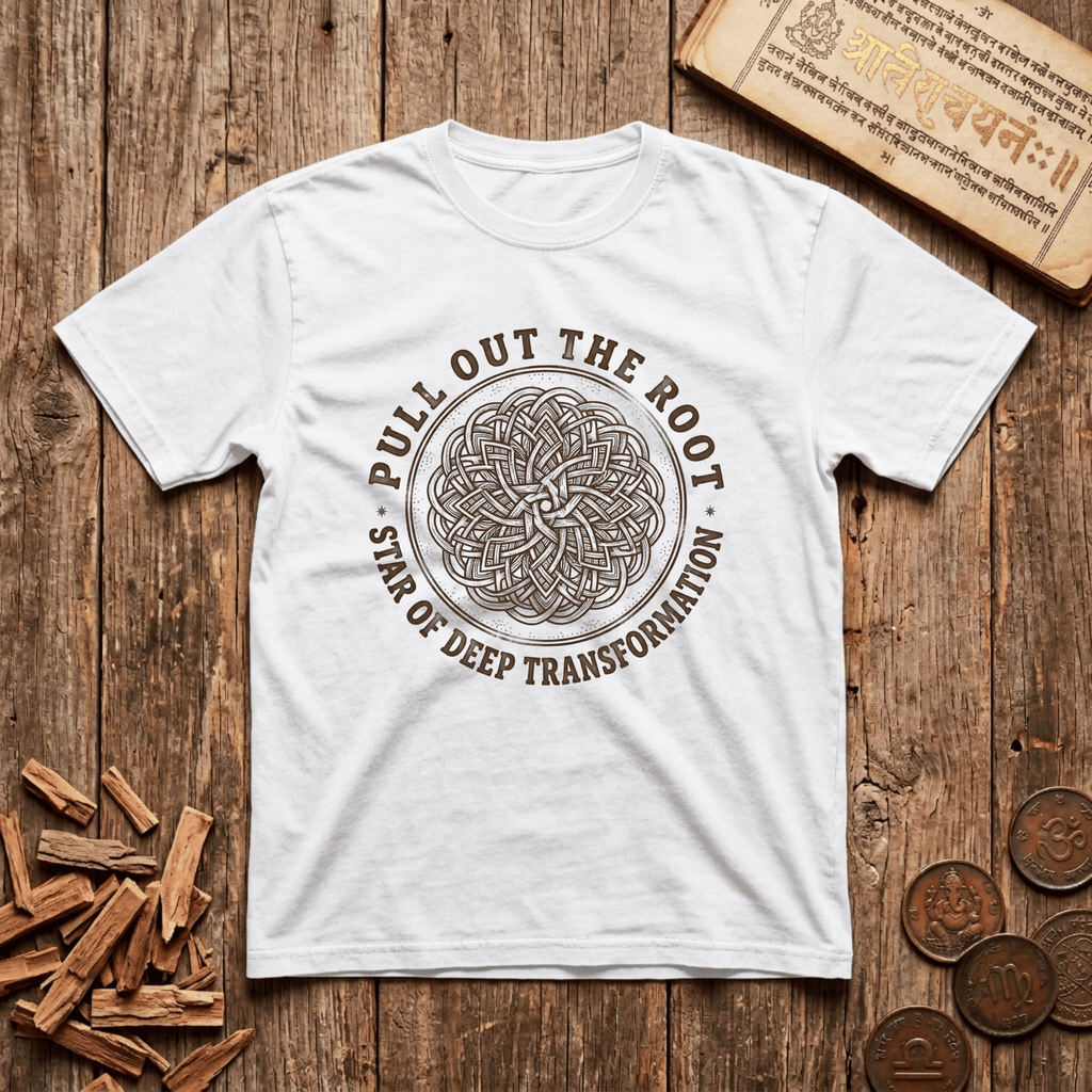 Mula - Pull Out The Root - Star Of Deep Transformation - Wood Cut - T-Shirt