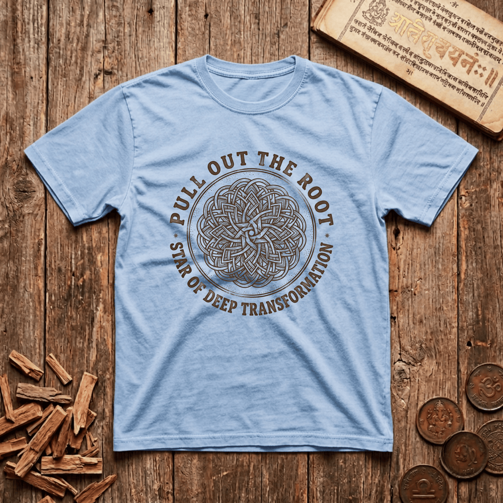 Mula - Pull Out The Root - Star Of Deep Transformation - Wood Cut - T-Shirt