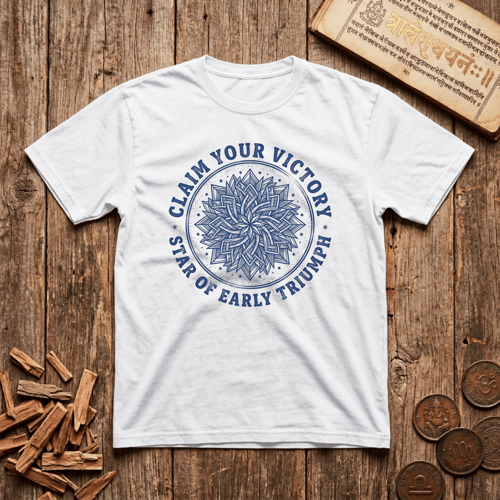 Purva Ashadha - Claim Your Victory - Star of Early Triumph - Wood Cut - T-Shirt