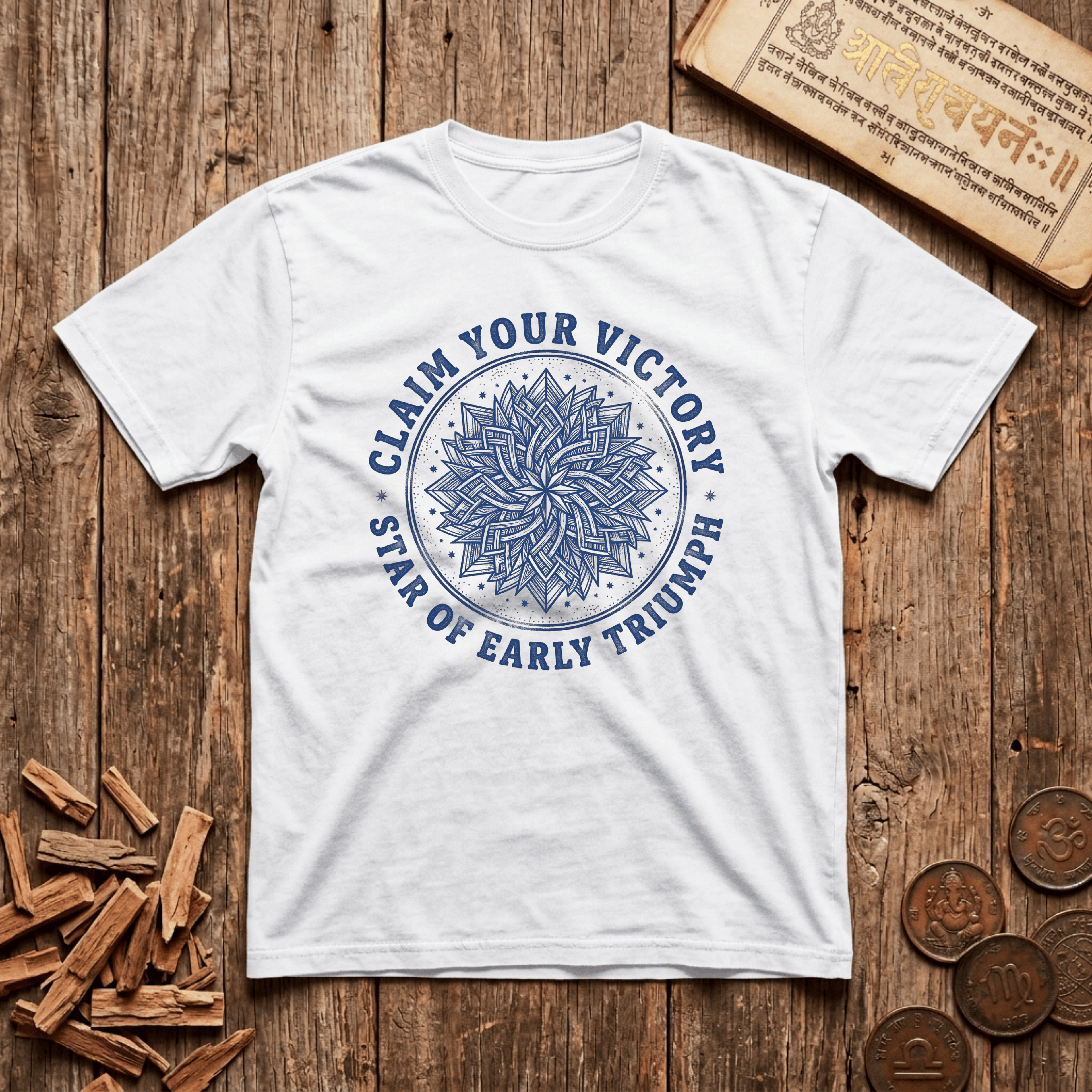 Purva Ashadha - Claim Your Victory - Star of Early Triumph - Wood Cut - T-Shirt