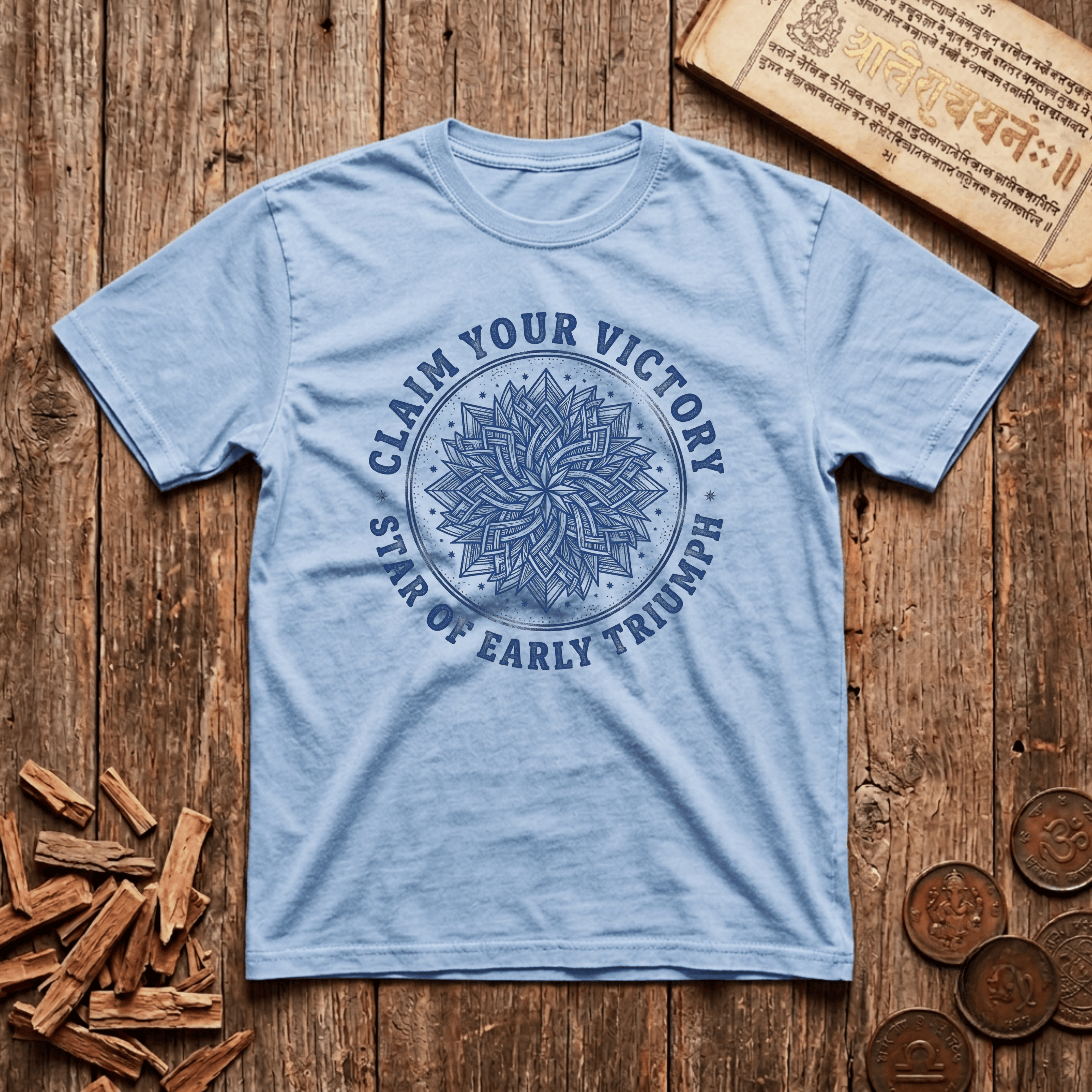 Purva Ashadha - Claim Your Victory - Star of Early Triumph - Wood Cut - T-Shirt