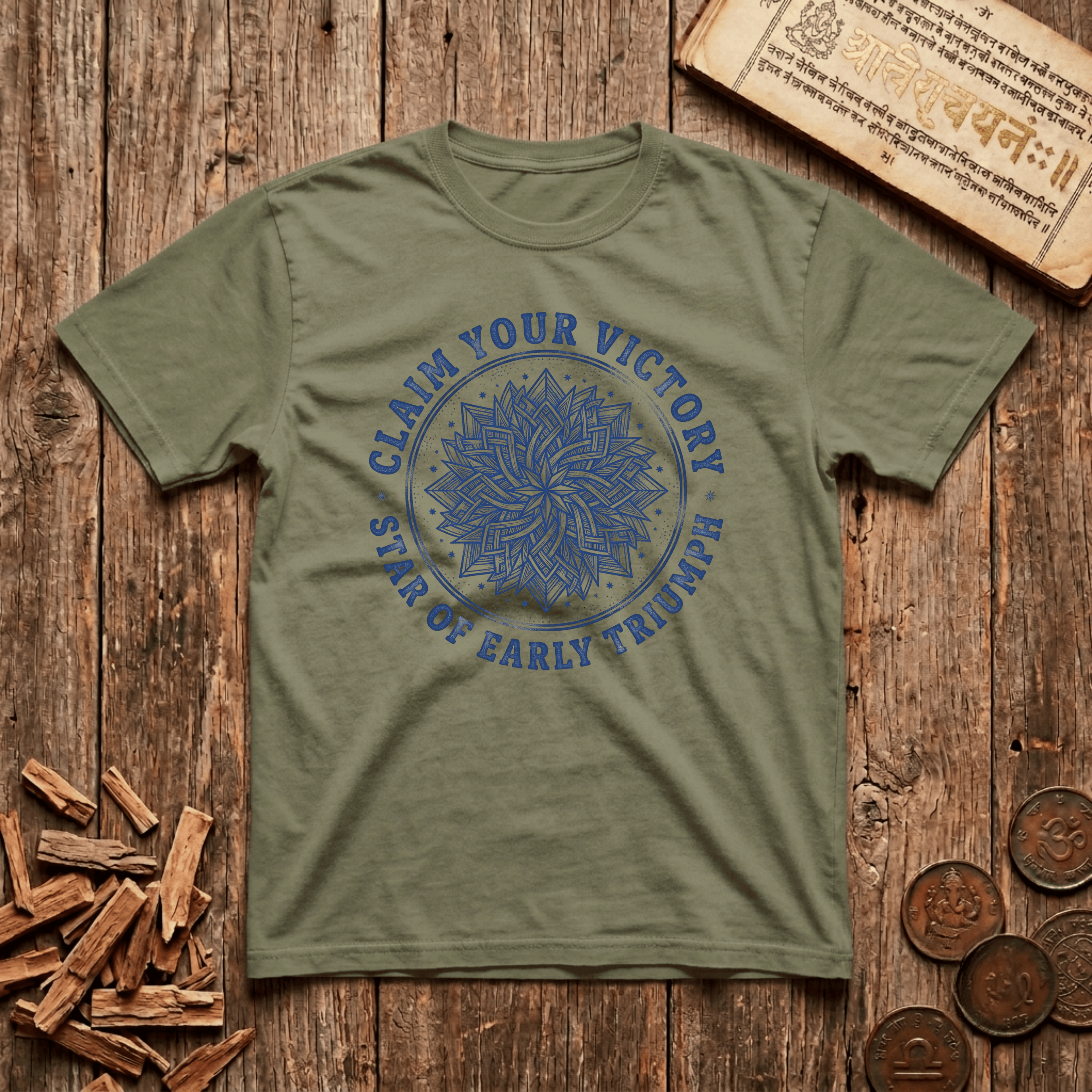 Purva Ashadha - Claim Your Victory - Star of Early Triumph - Wood Cut - T-Shirt