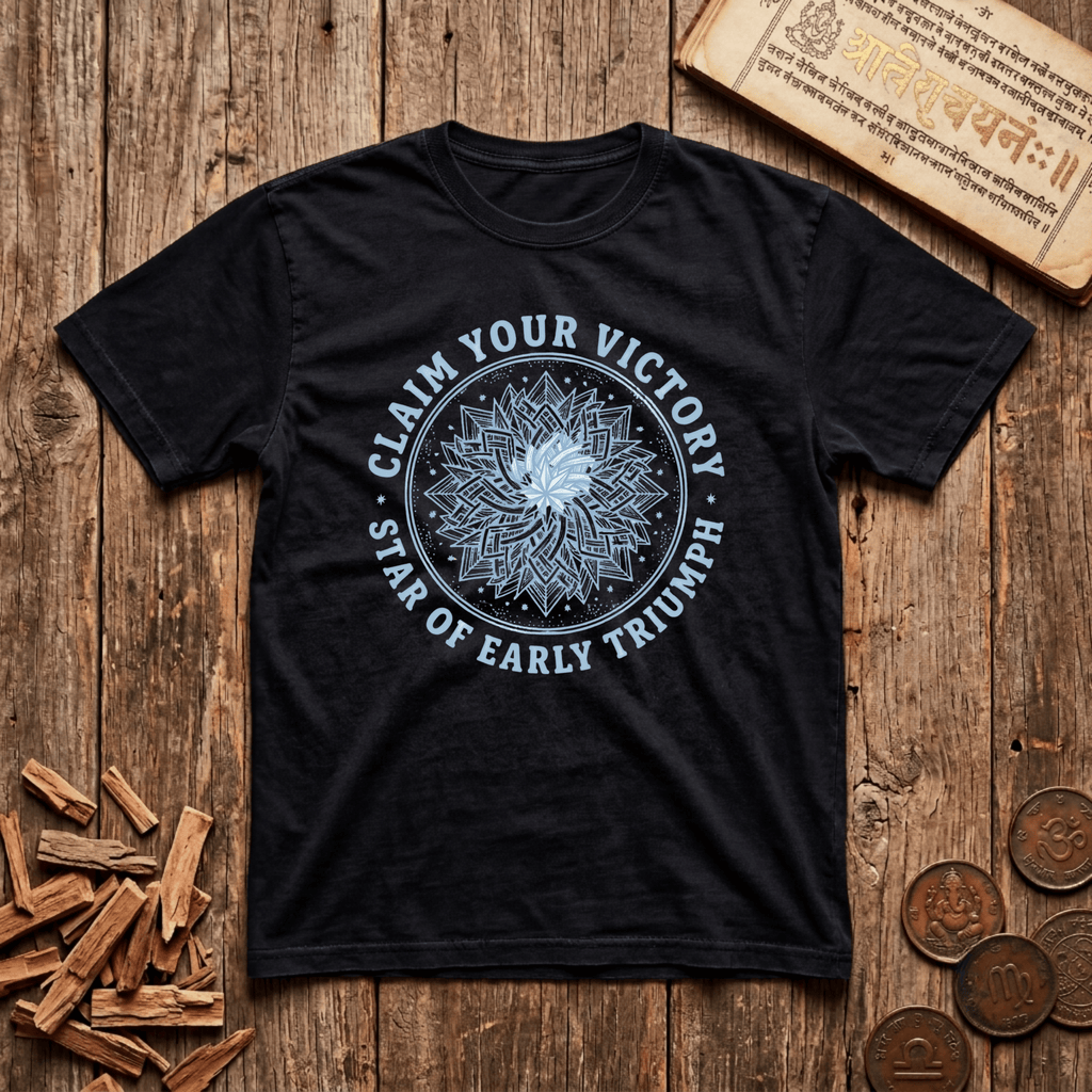 Purva Ashadha - Claim Your Victory - Star of Early Triumph - Wood Cut - T-Shirt