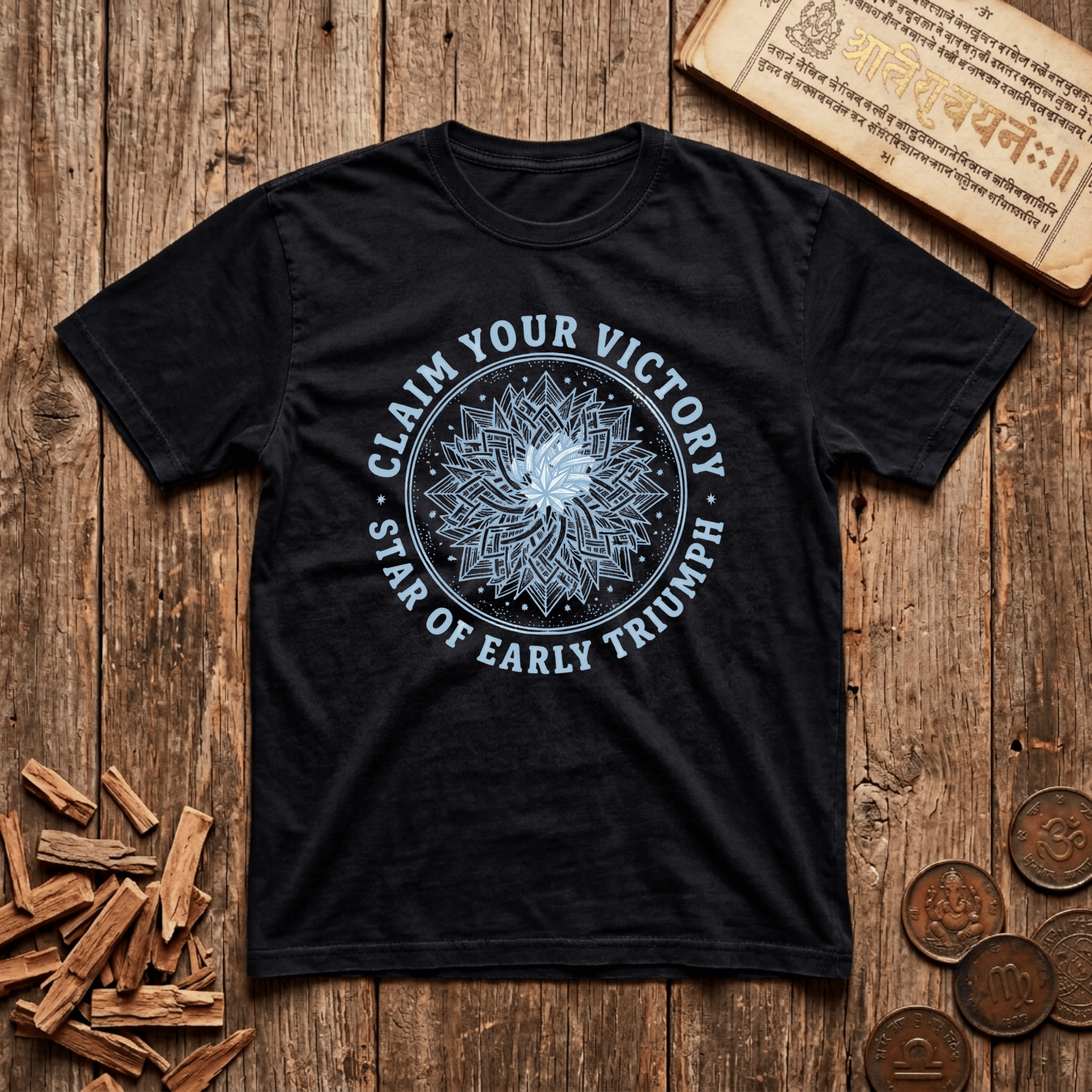 Purva Ashadha - Claim Your Victory - Star of Early Triumph - Wood Cut - T-Shirt