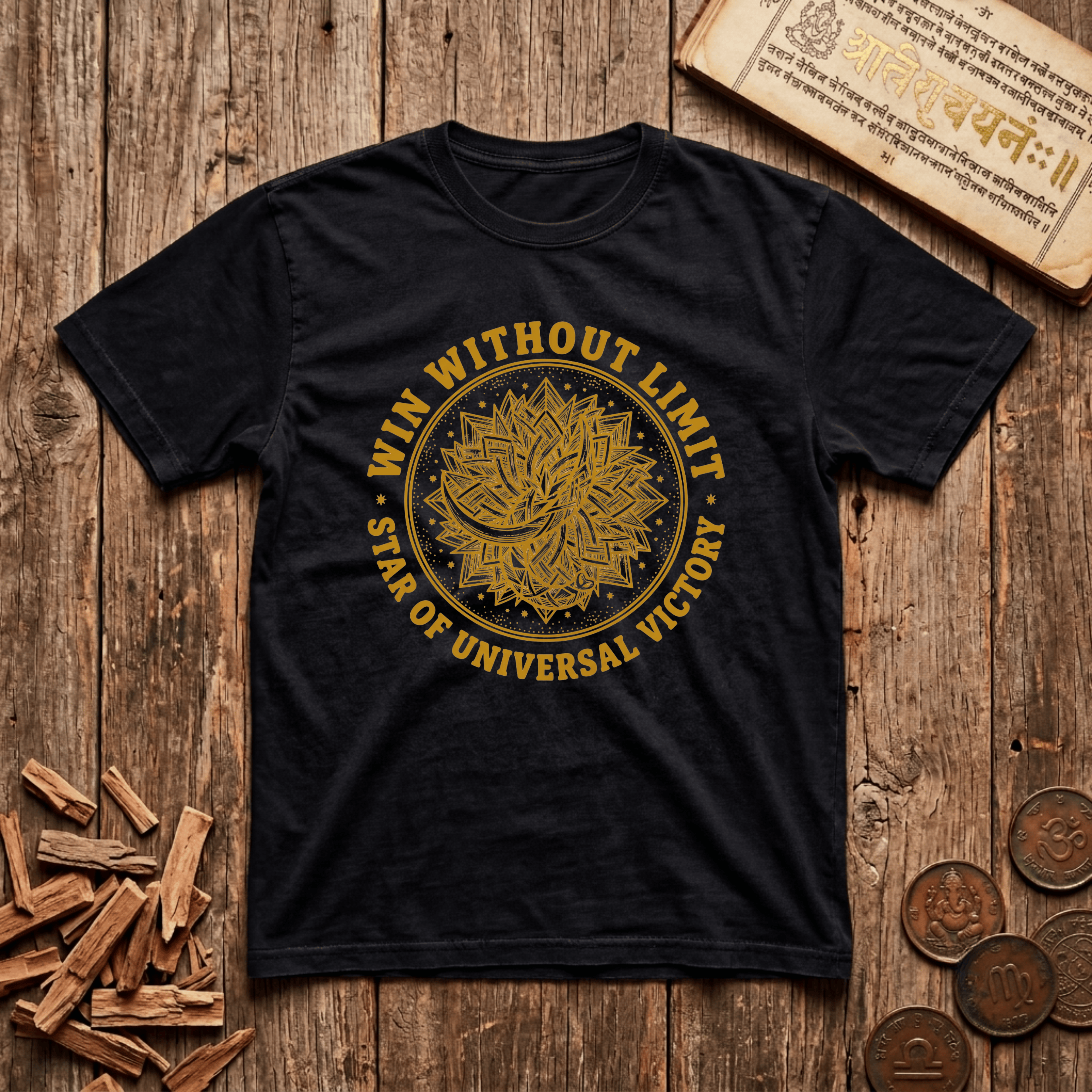 Uttara Ashadha - Win Without Limit - Wood Cut - T-Shirt