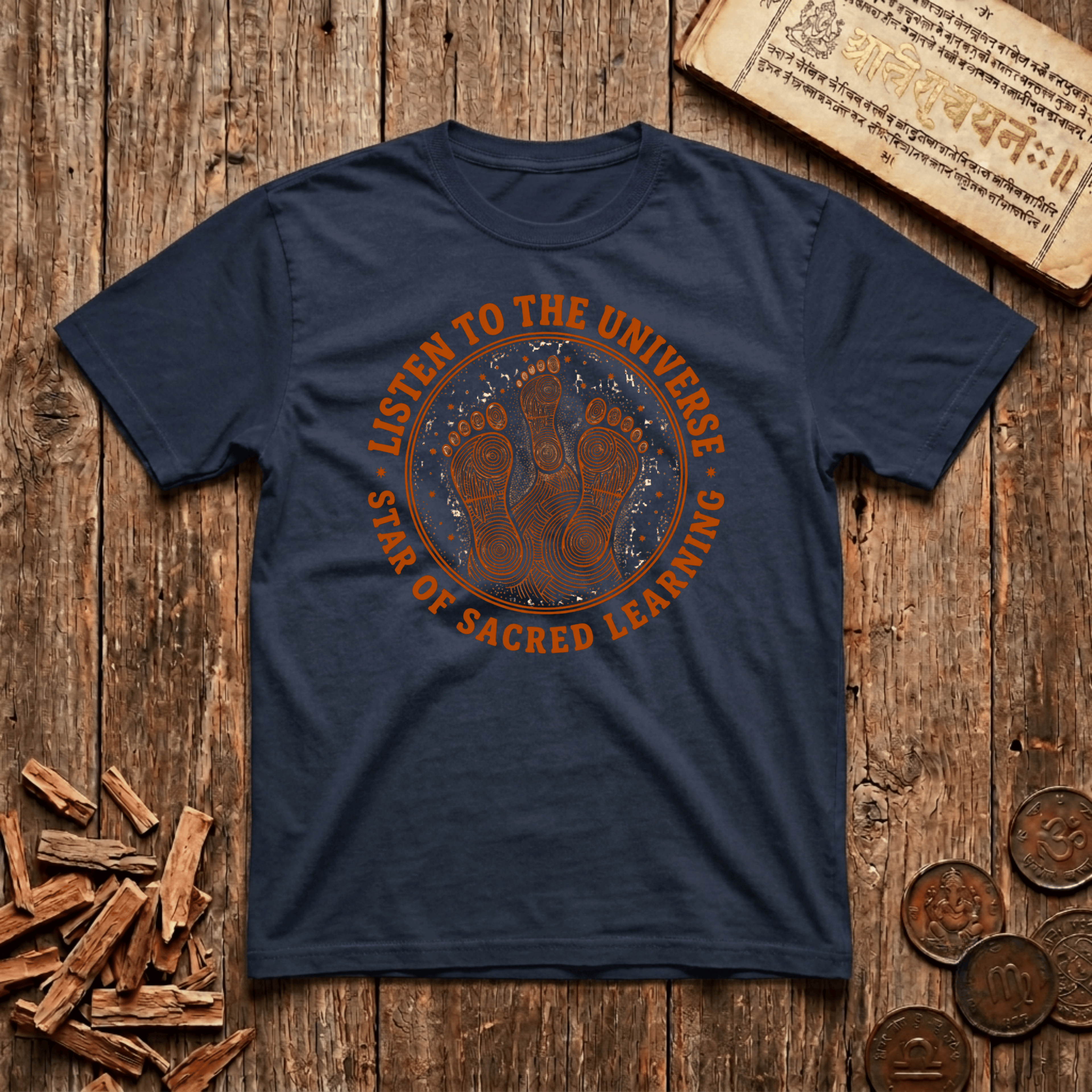 Shravana - Listen To The Universe - Wood Cut - T-Shirt