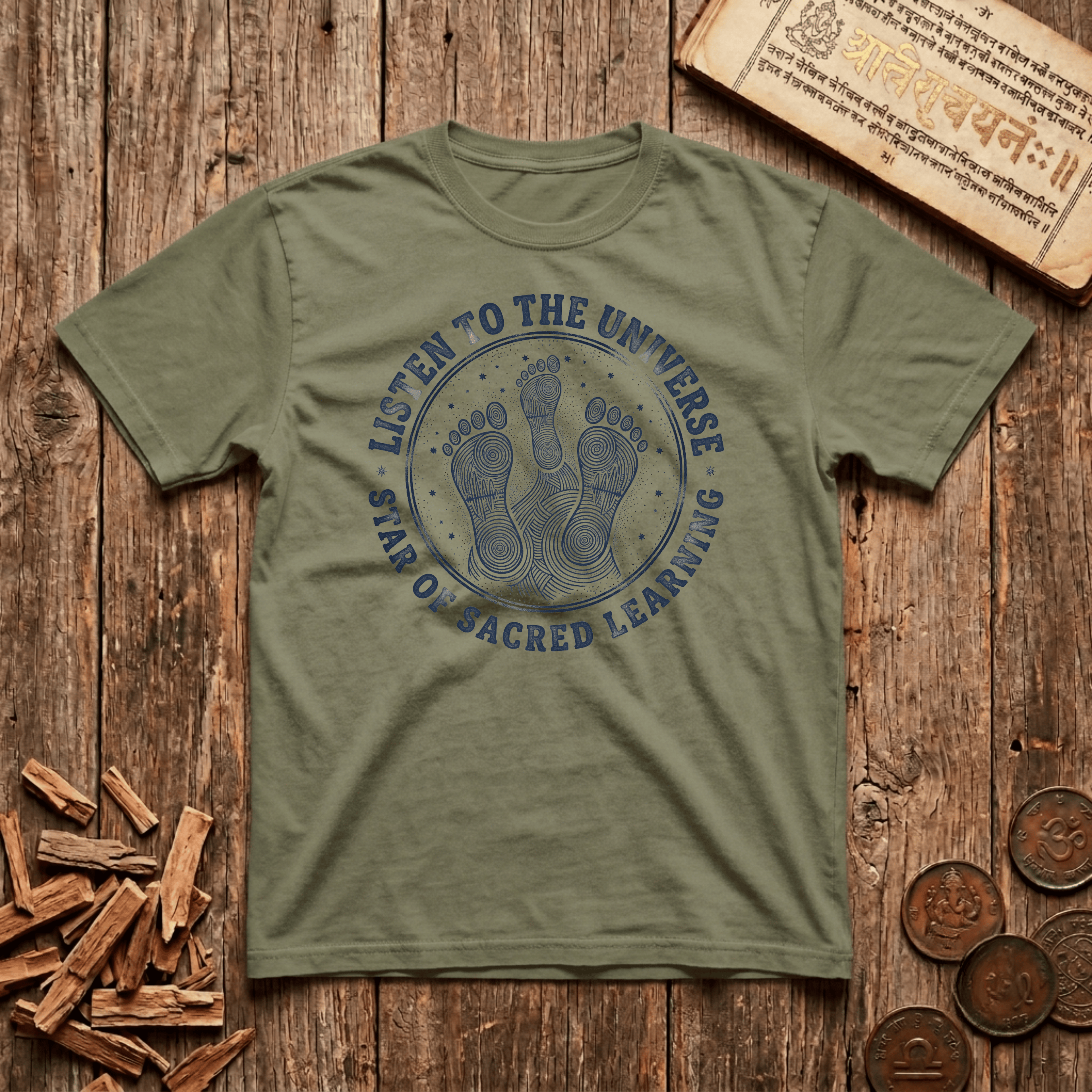 Shravana - Listen To The Universe - Wood Cut - T-Shirt