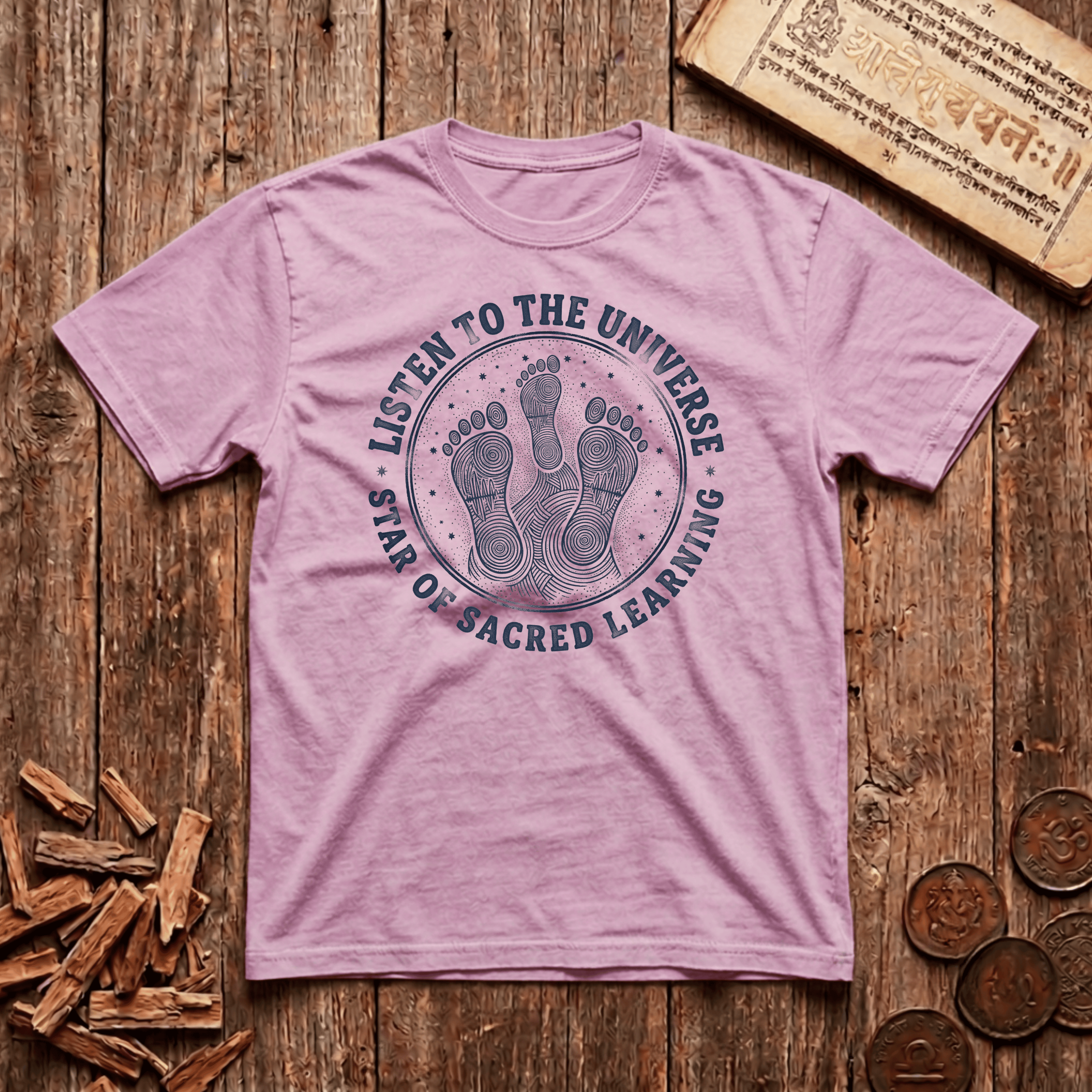 Shravana - Listen To The Universe - Wood Cut - T-Shirt