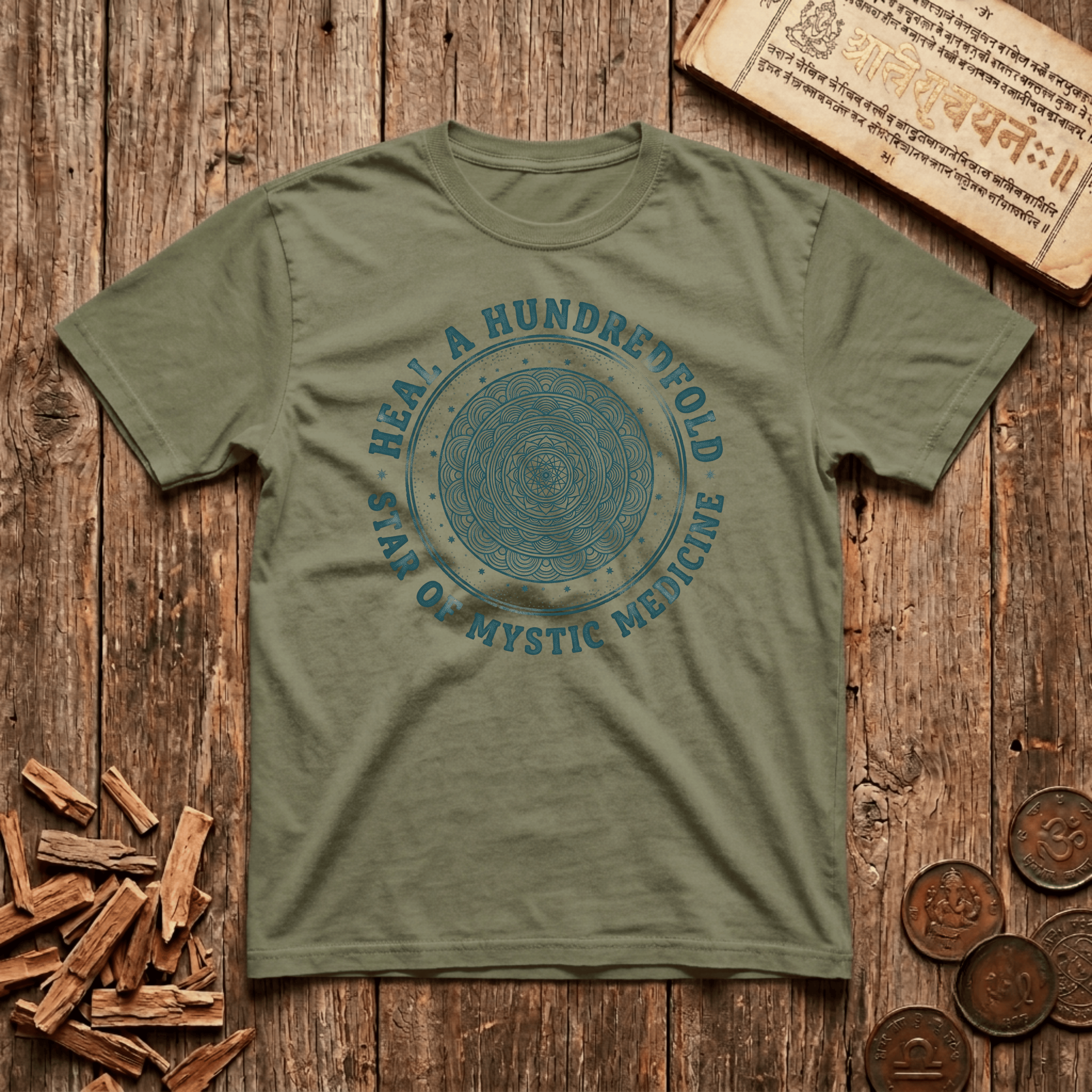 Shatabhisha - Heal A Hundredfold - Star of Mystic Medicine - Wood Cut - T-Shirt
